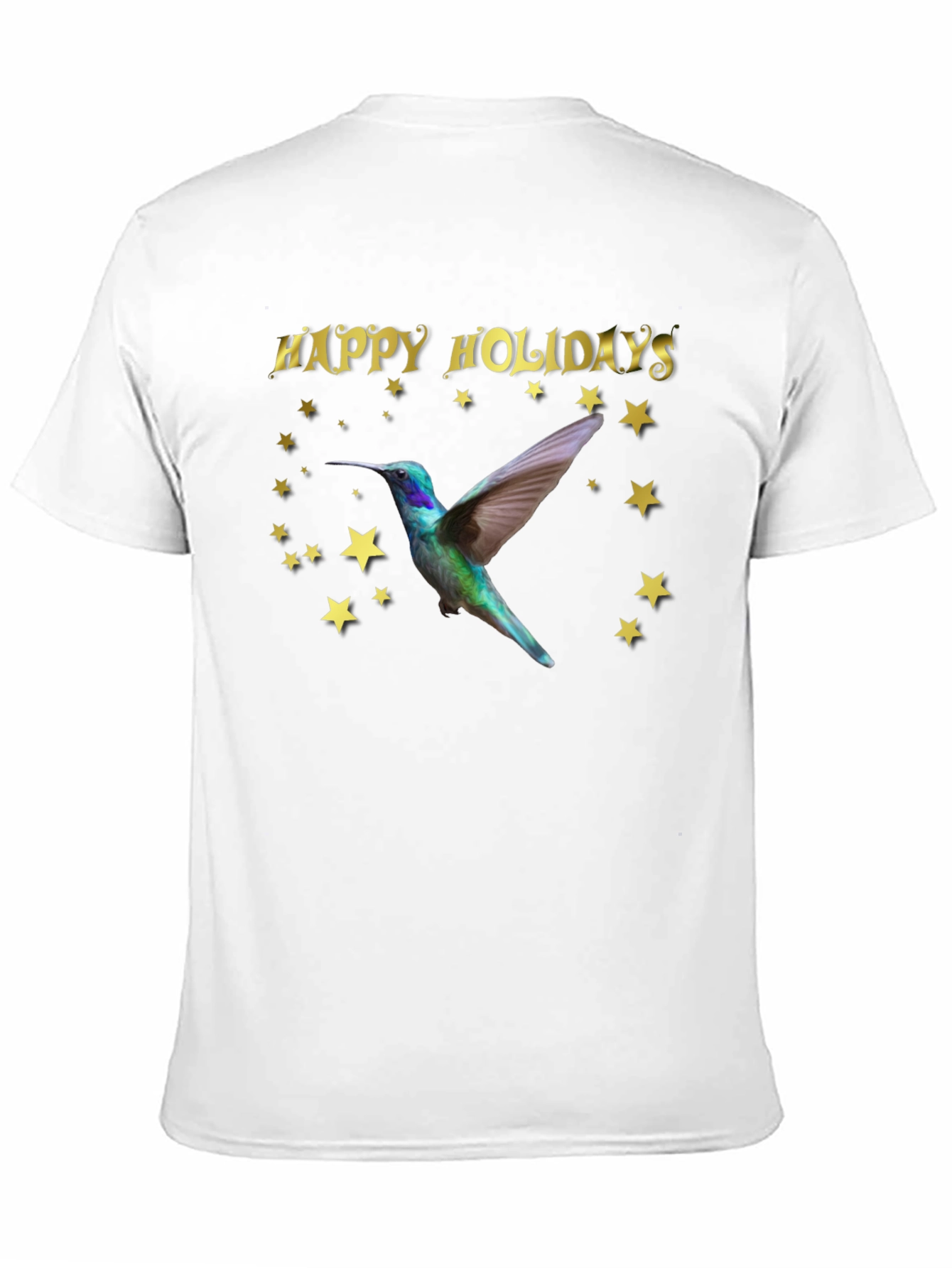 Black Happy Holidays Hummingbird Black T-Shirt view 11