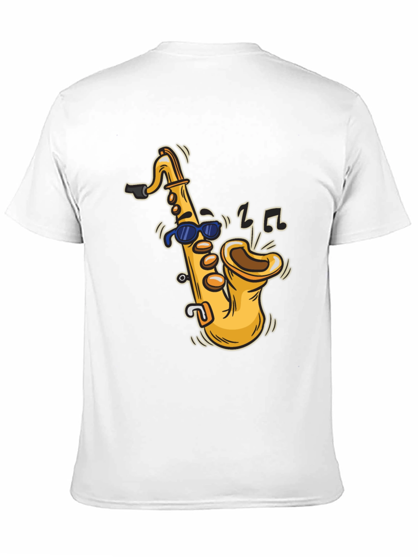 Black Cool Saxophone Cartoon Black T-Shirt view 11