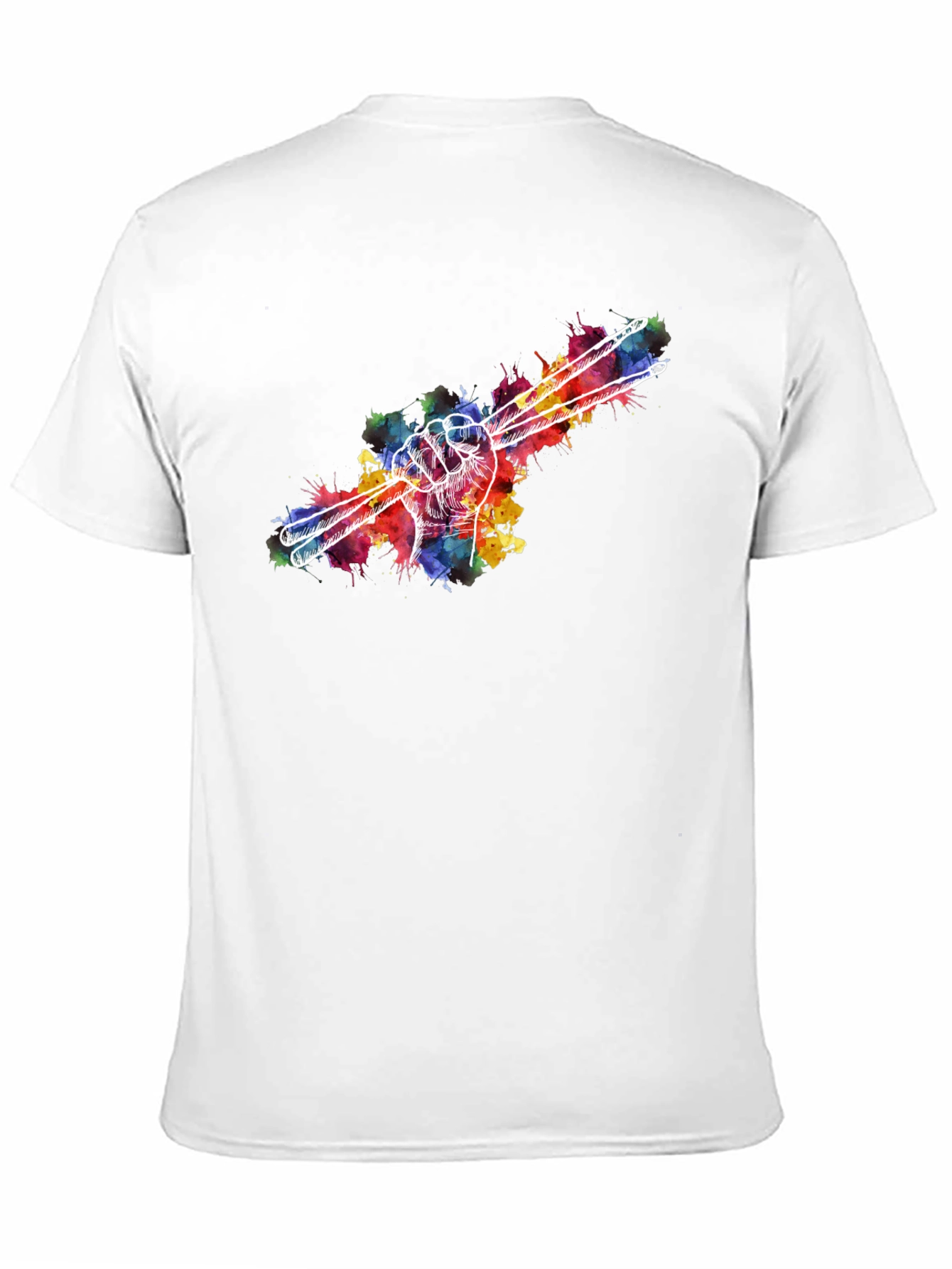 Black Drummer Hand Drumsticks Colorful T-Shirt view 11