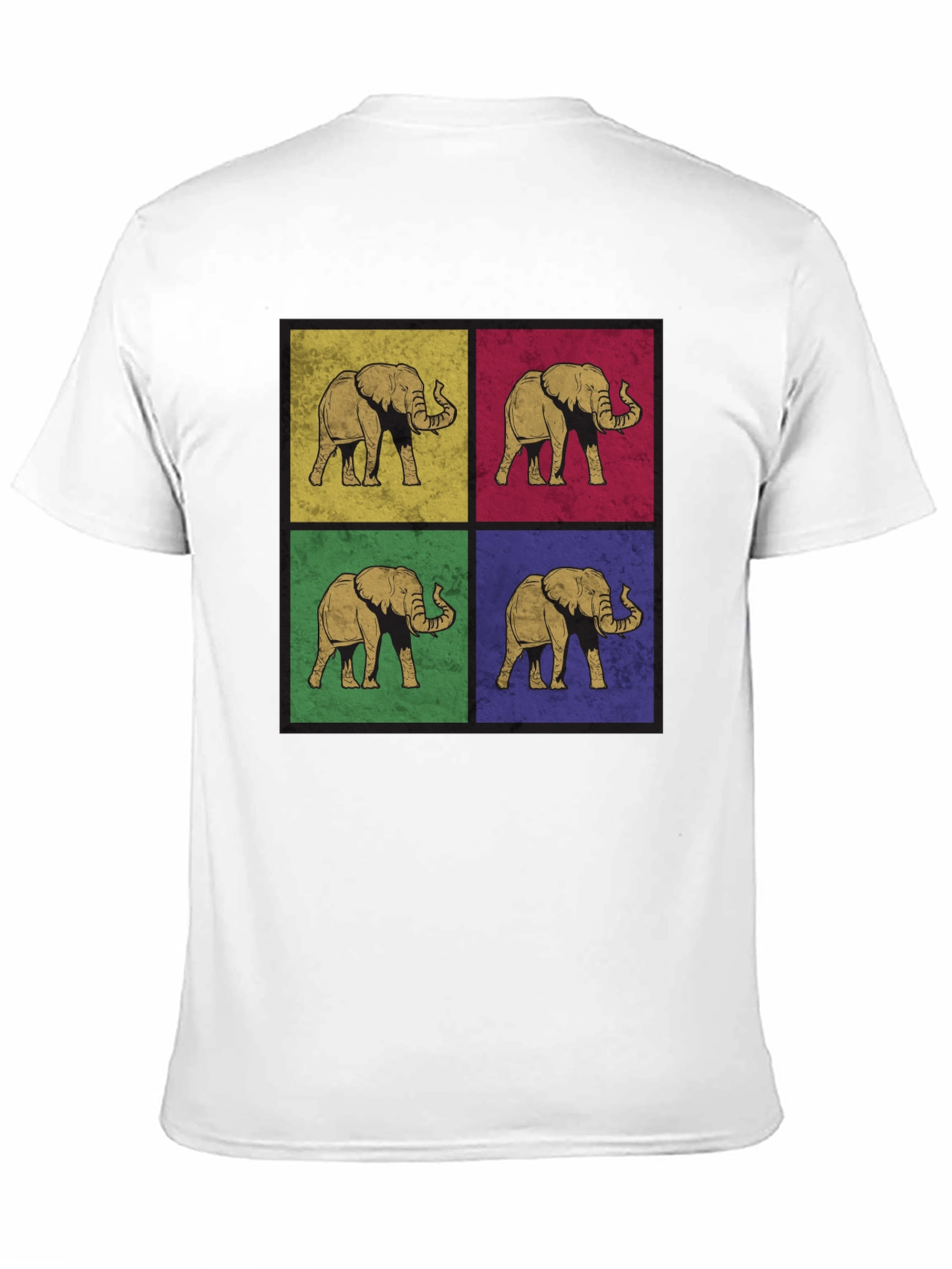 Black Retro Elephant Pop Art Print T-Shirt - Black view 11