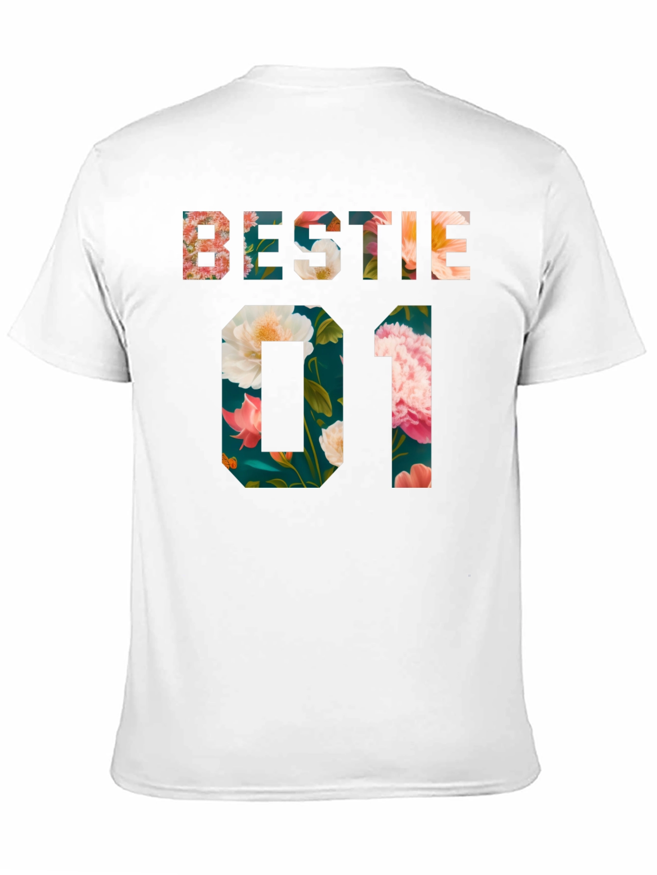 Black Floral Bestie 01 Black T-Shirt view 11