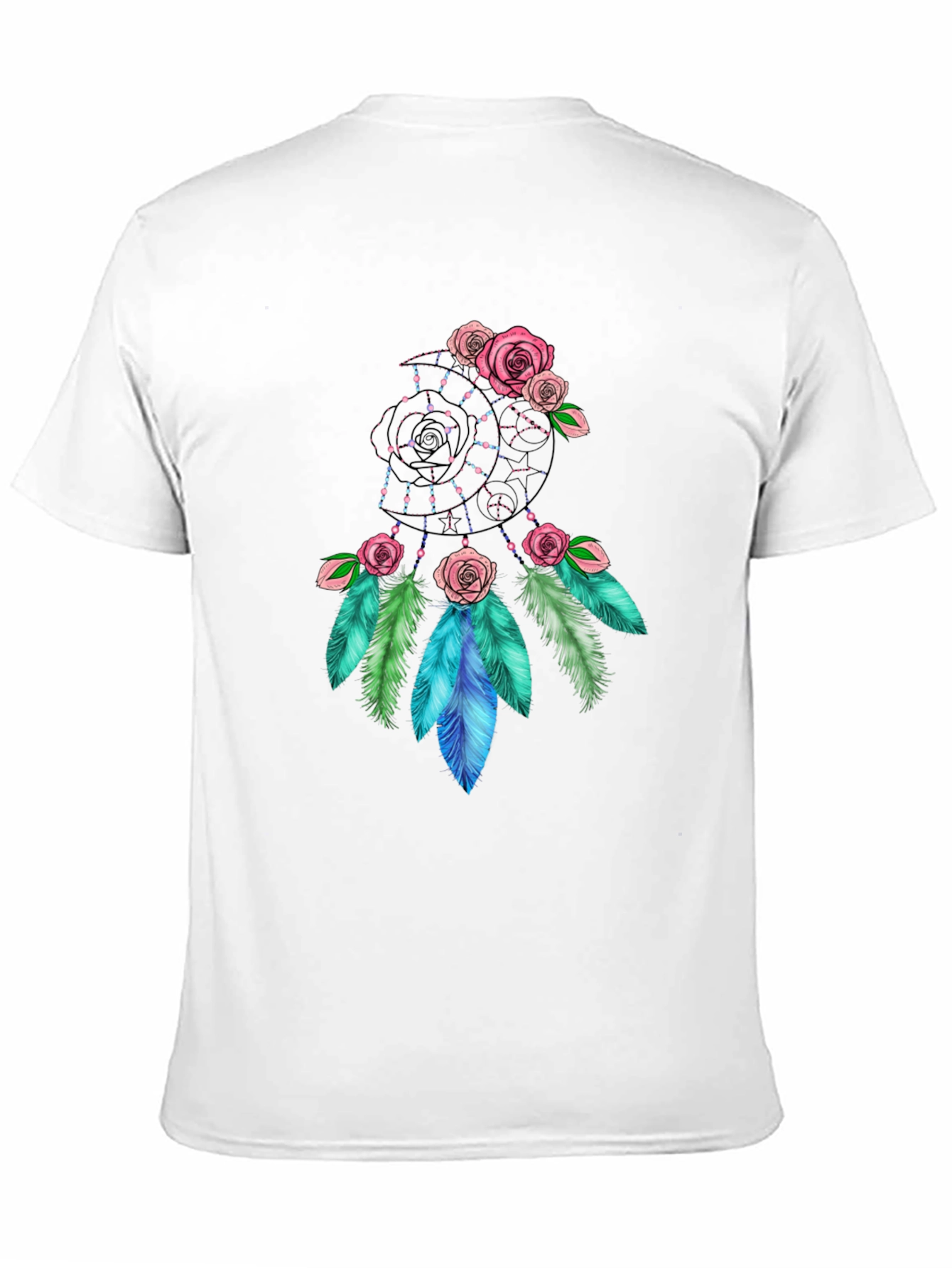 Black Dreamcatcher Rose Graphic Black T-Shirt view 11
