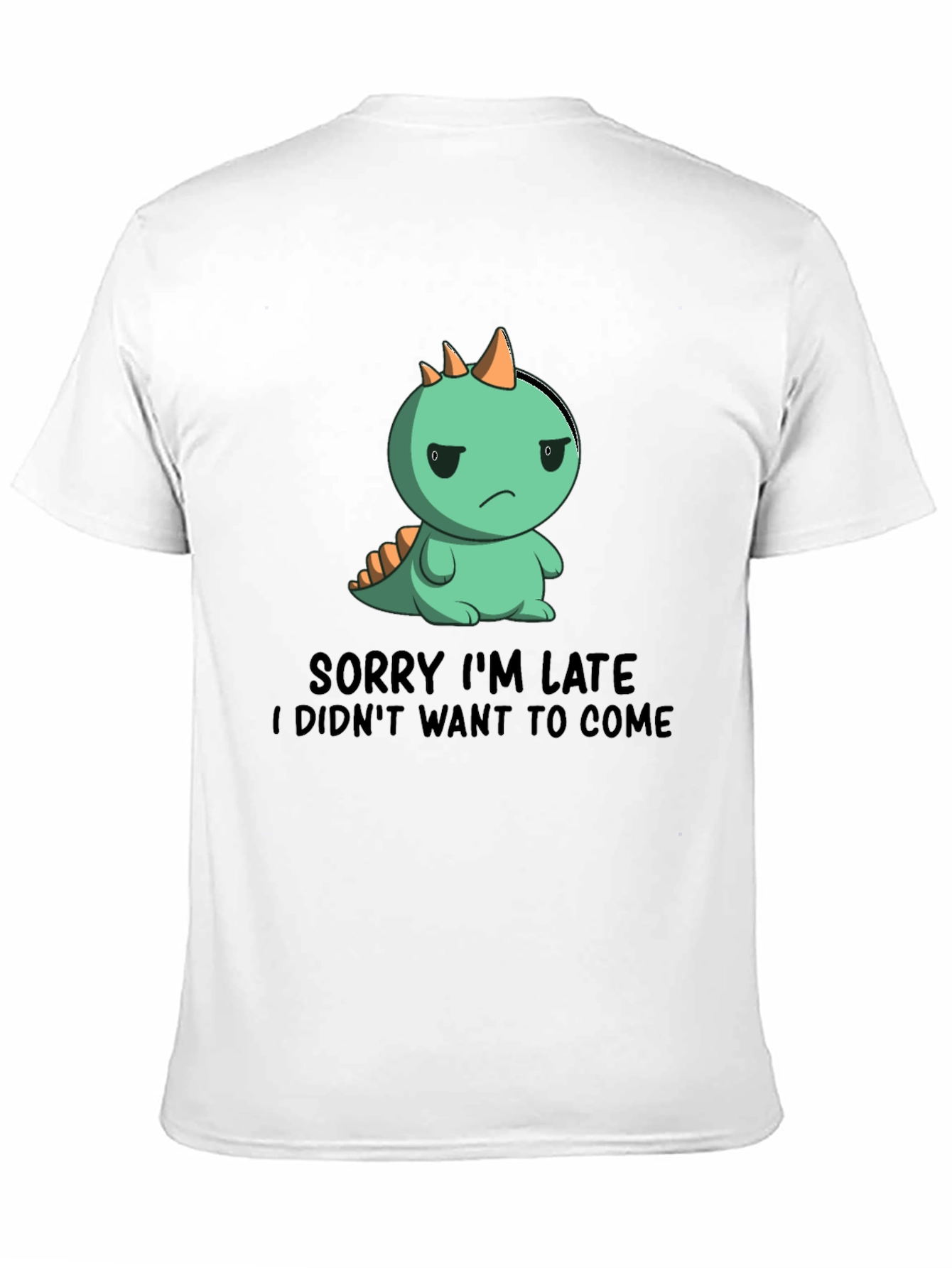 Black Funny Dinosaur Sorry I'm Late Graphic T-Shirt view 11