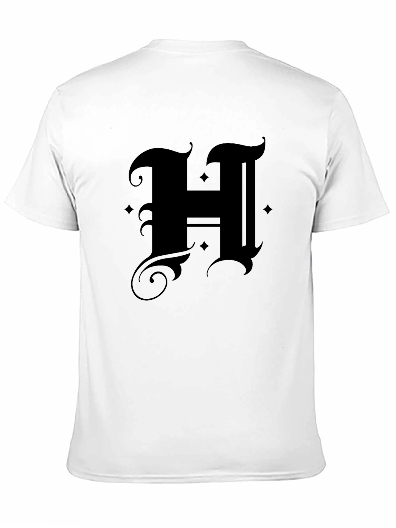 Black Gothic Initial "H" Black T-Shirt view 11