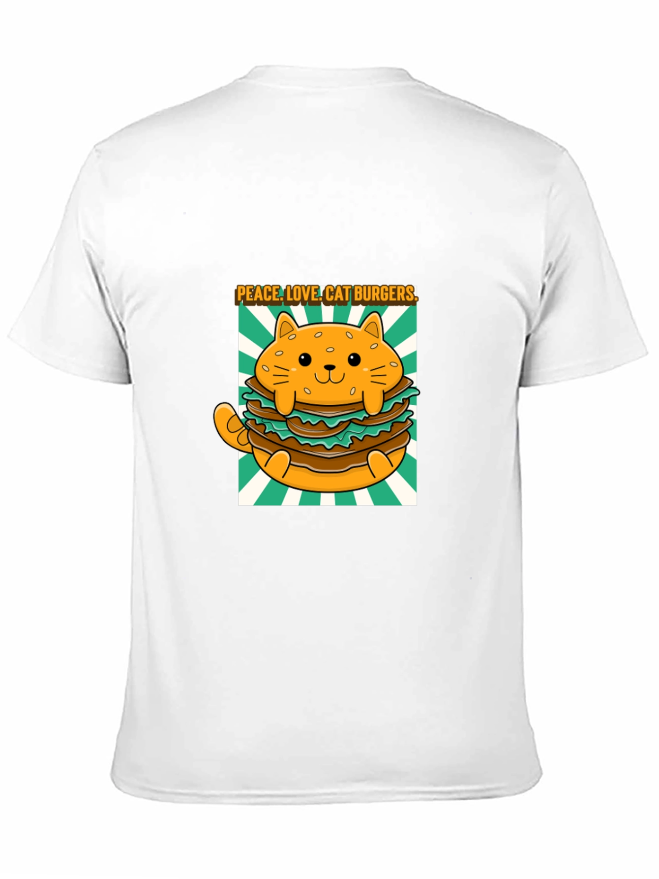 Black Peace Love Cat Burgers T-Shirt view 11