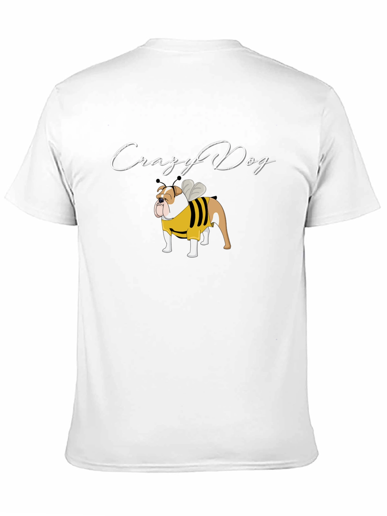 Black Crazy Dog Bulldog Bee T-Shirt view 11
