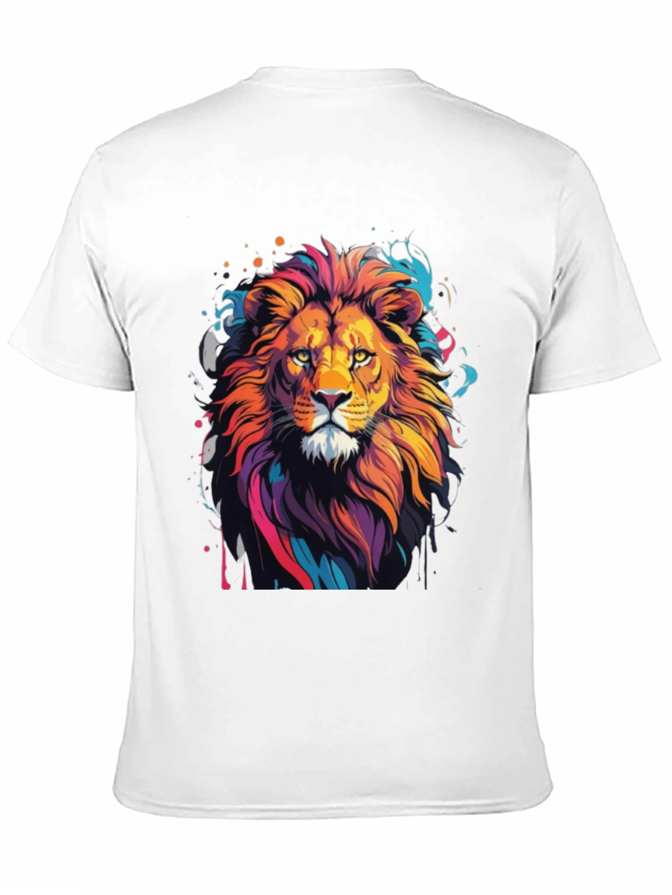 Black Vibrant Lion Graphic Tee - Artistic Men's T-Shirt view 11