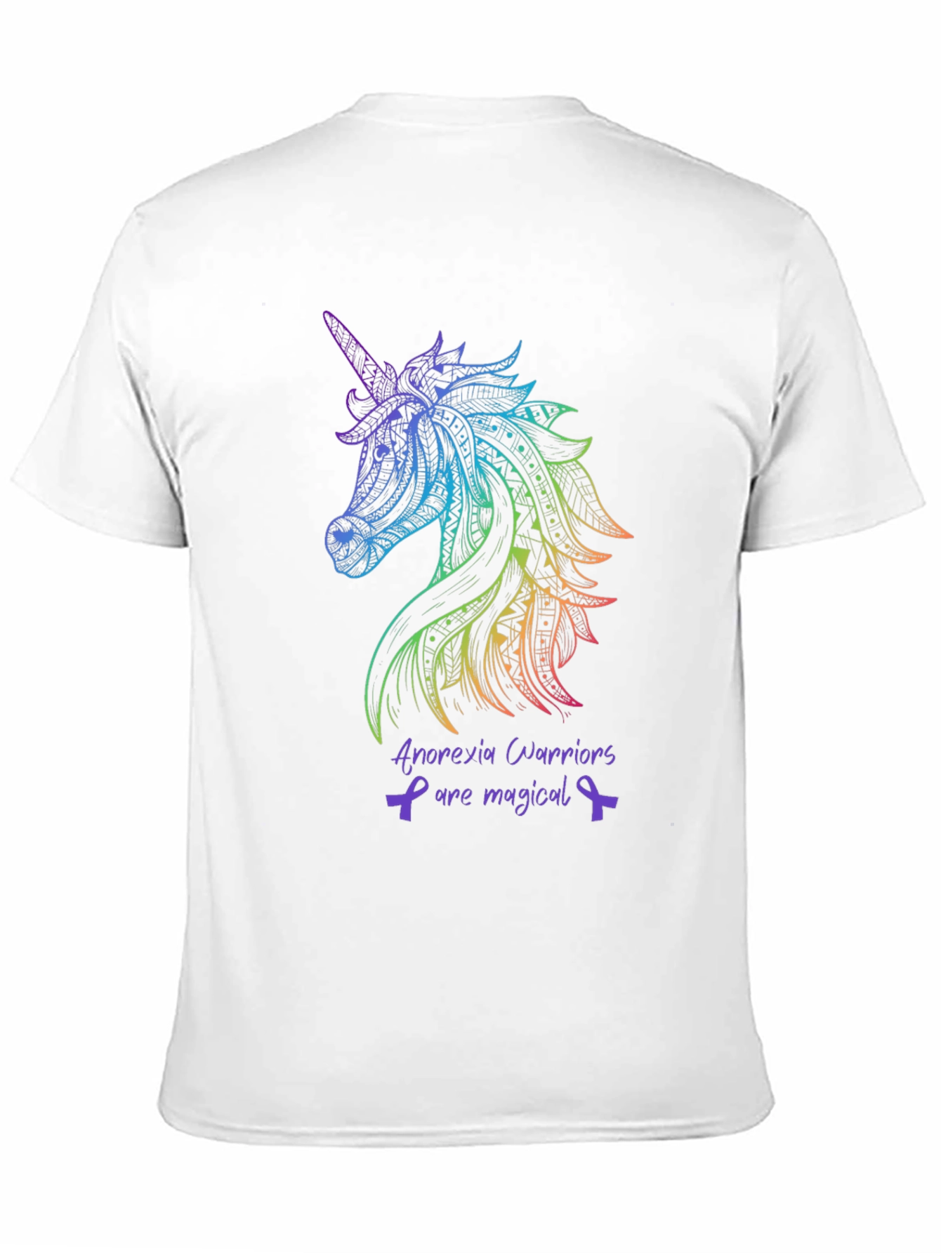 Black Unicorn Anorexia Warrior Awareness T-Shirt view 11