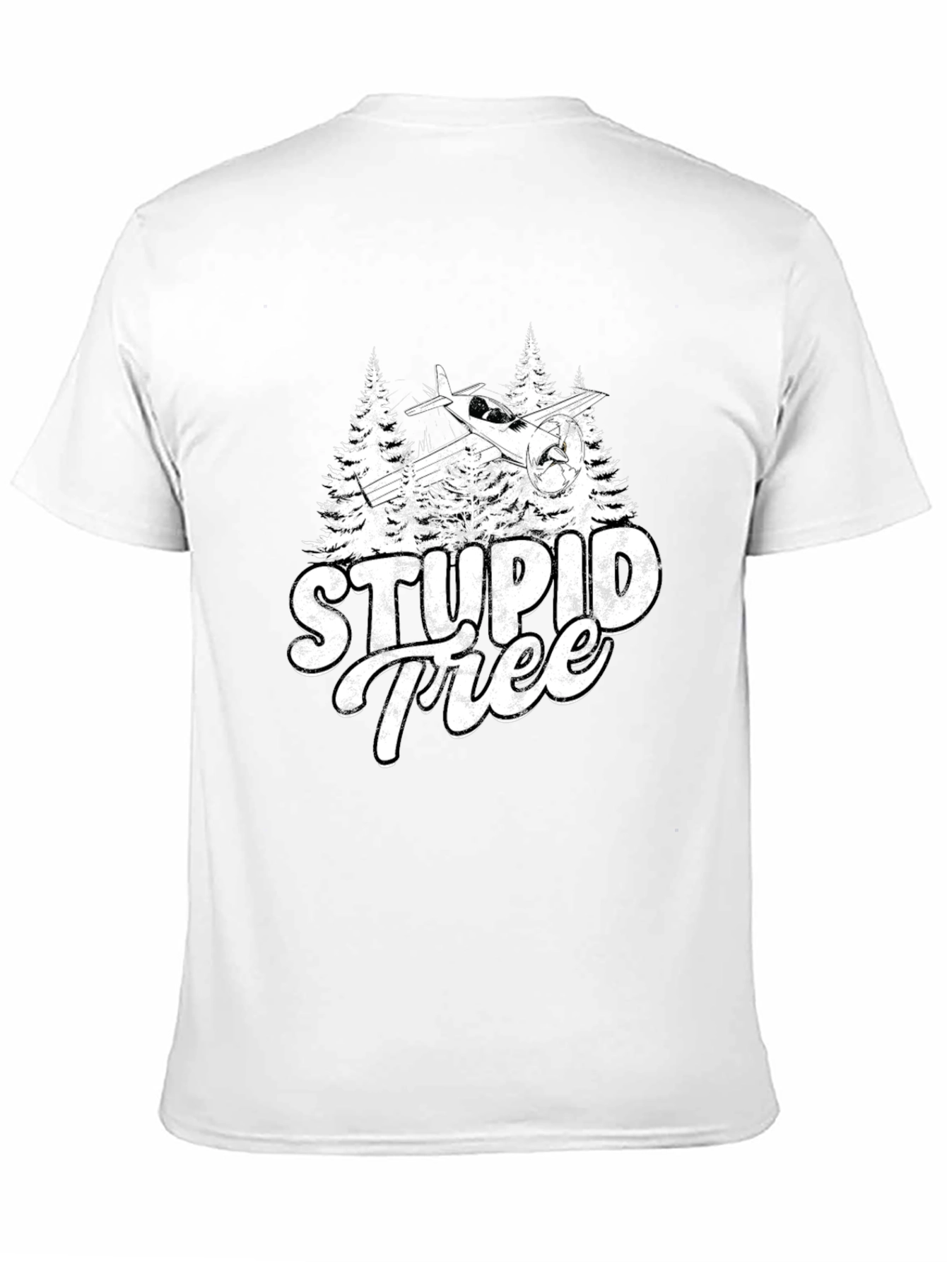 Black Stupid Tree Airplane Humor Graphic Tee view 11