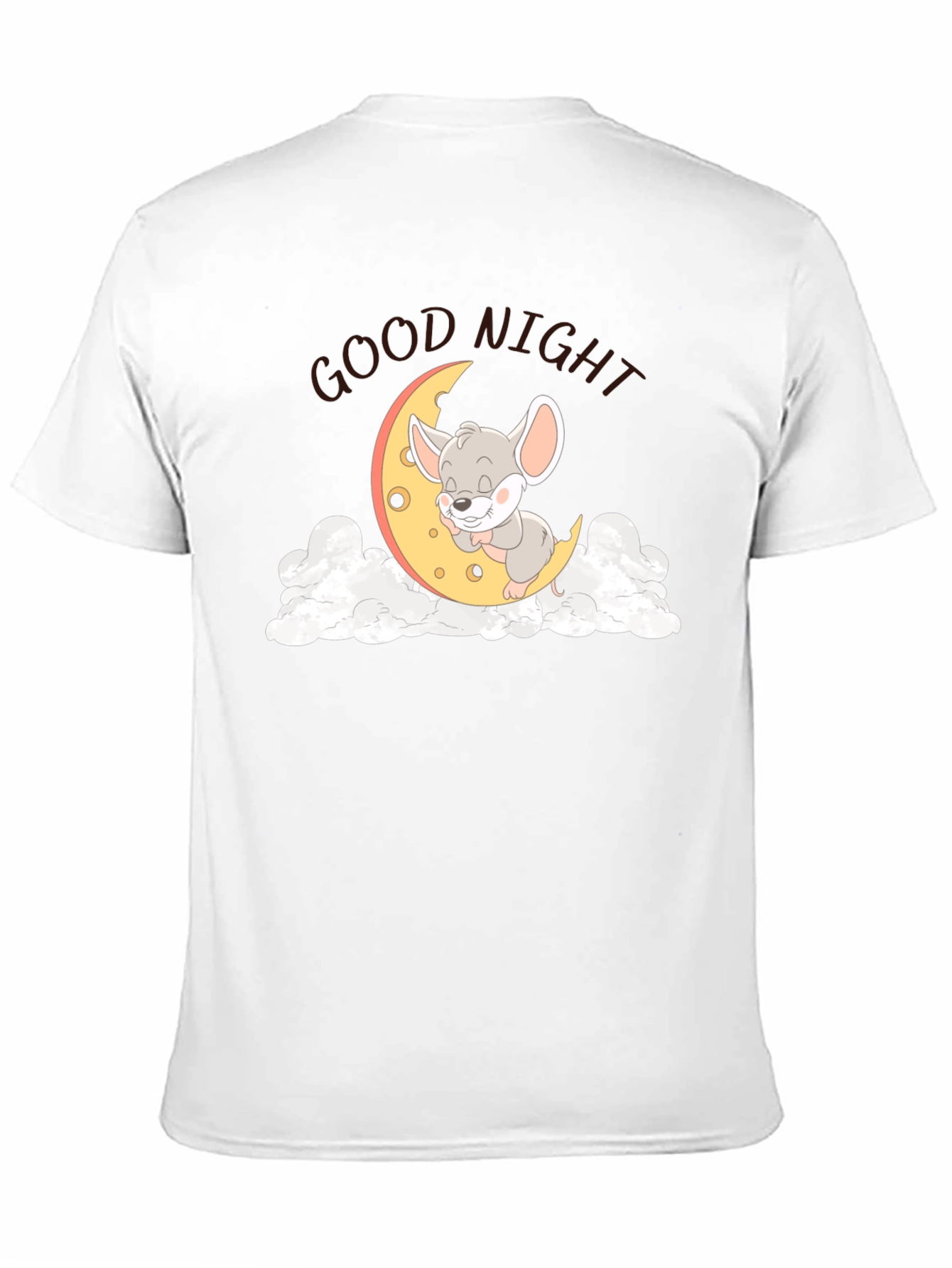 Black Cute Sleeping Mouse on Moon Graphic T-Shirt view 11