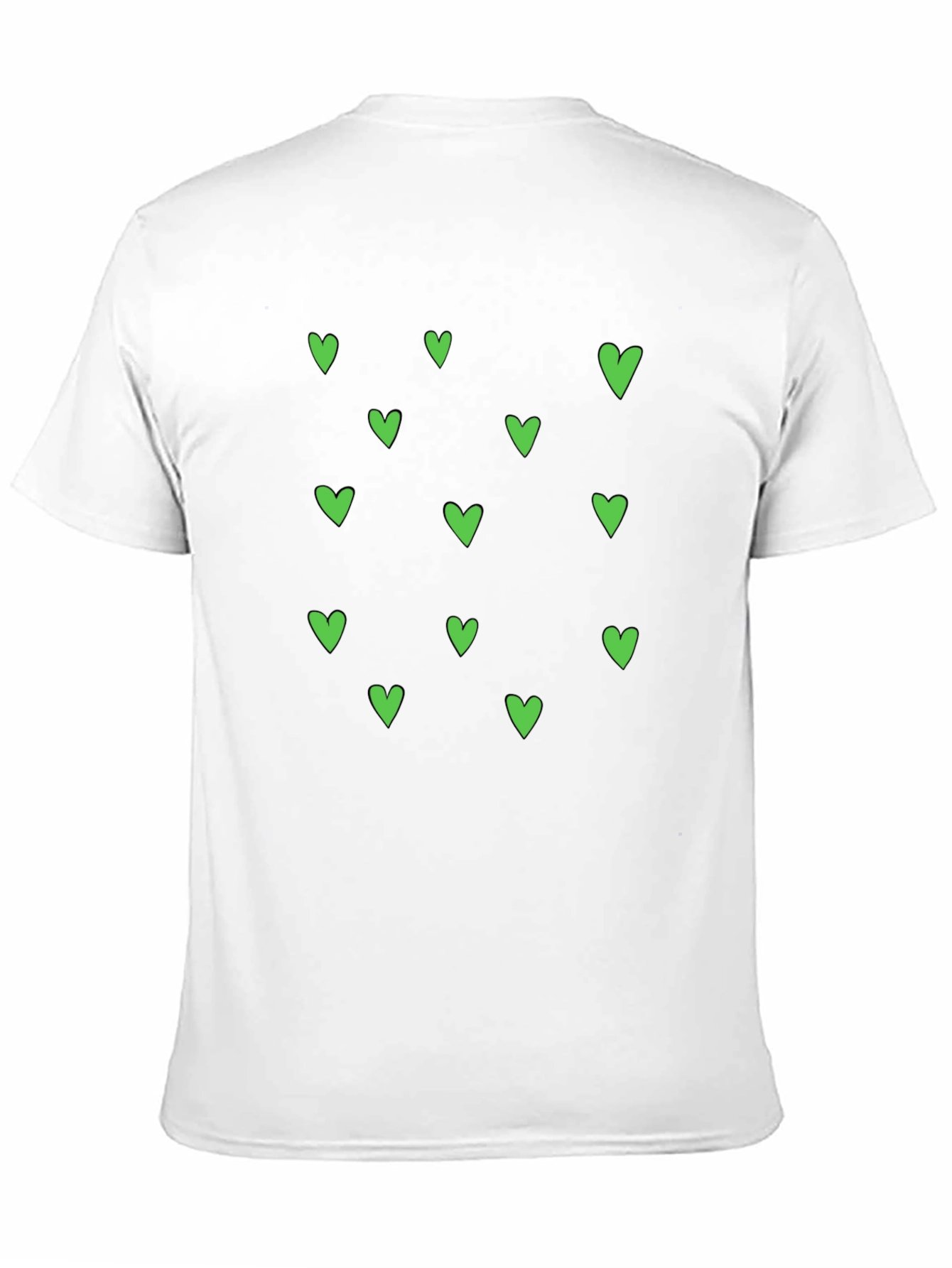 Black Green Heart Pattern Black T-Shirt view 11