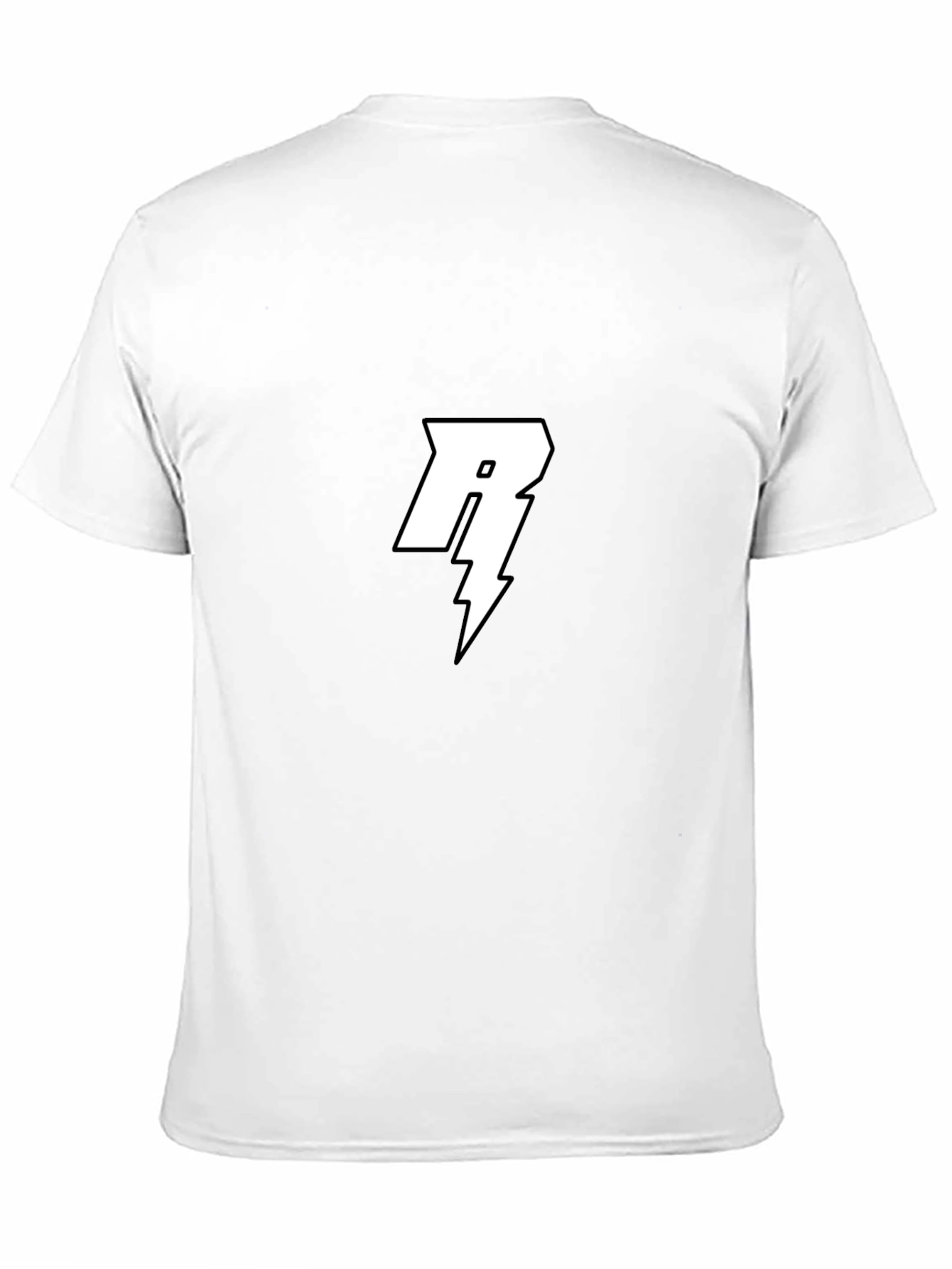 Black Black T-Shirt with White Letter R Lightning Bolt Design view 11