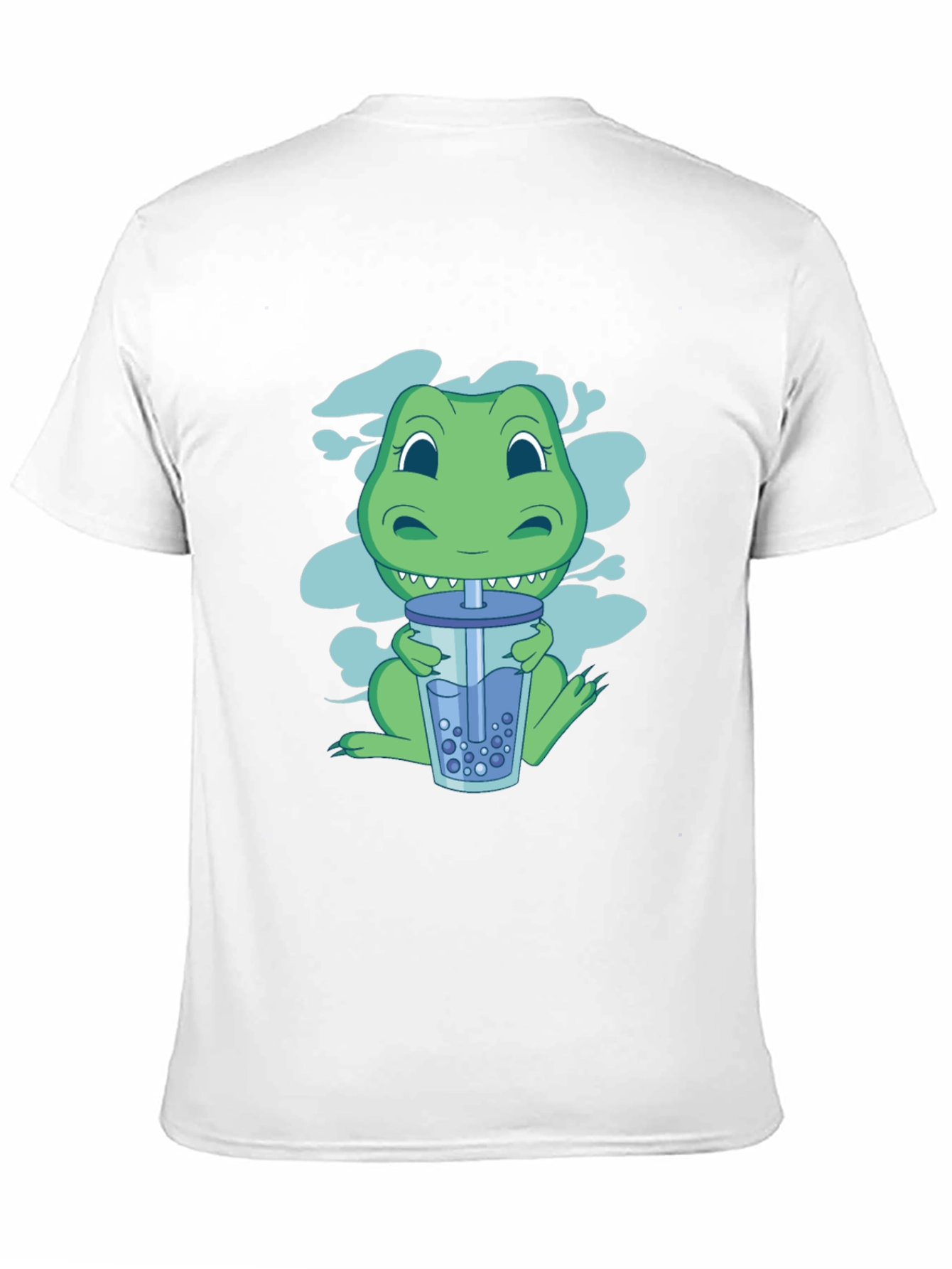 Black Dino Boba Tea Graphic Tee - Black Cotton T-Shirt view 11