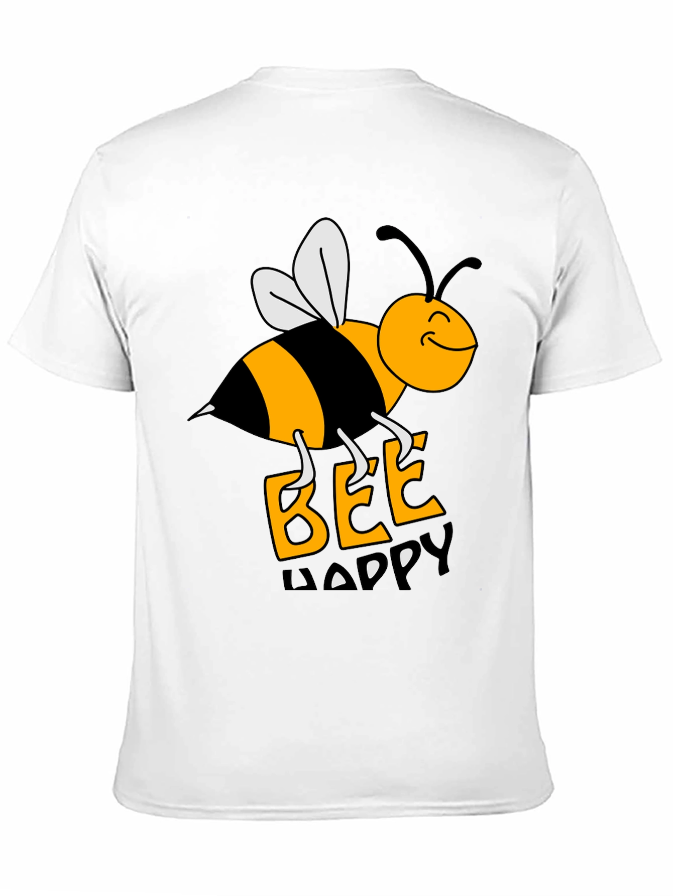 Black Bee Happy Graphic Tee - Black Cotton T-Shirt view 11