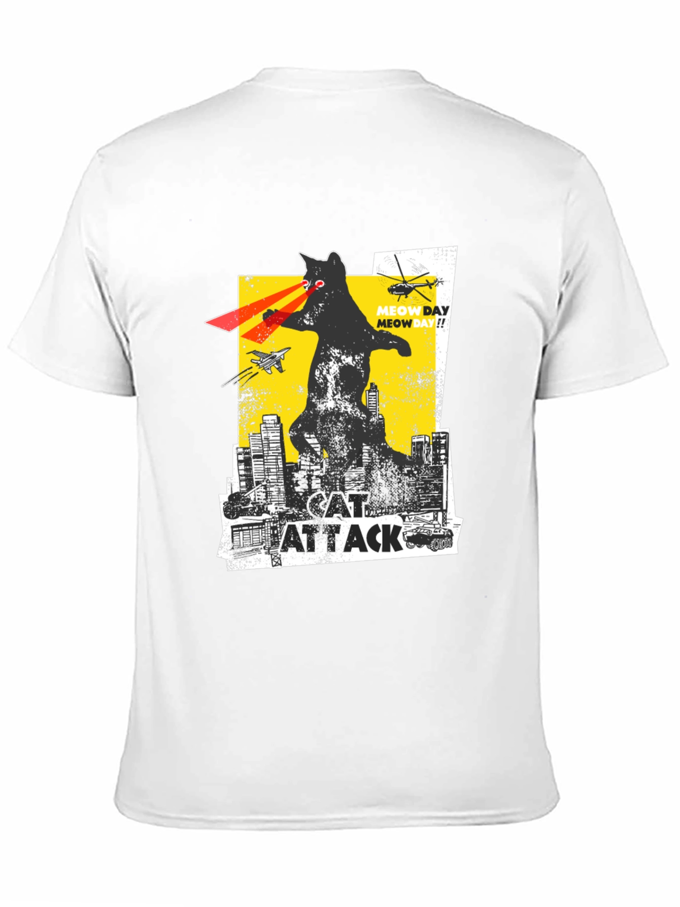 Black Cat Attack T-Shirt - Funny Graphic Tee view 11