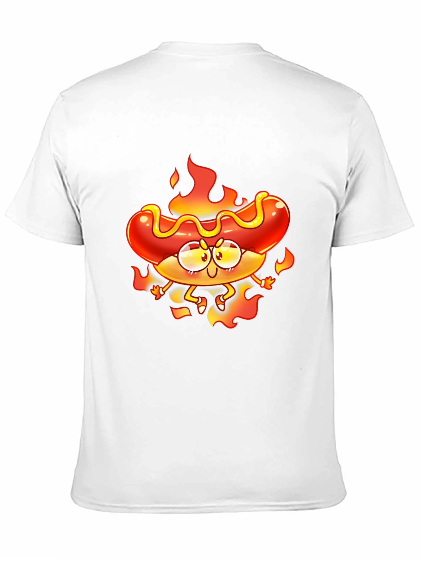Black Flaming Hotdog Cartoon Graphic T-Shirt view 11