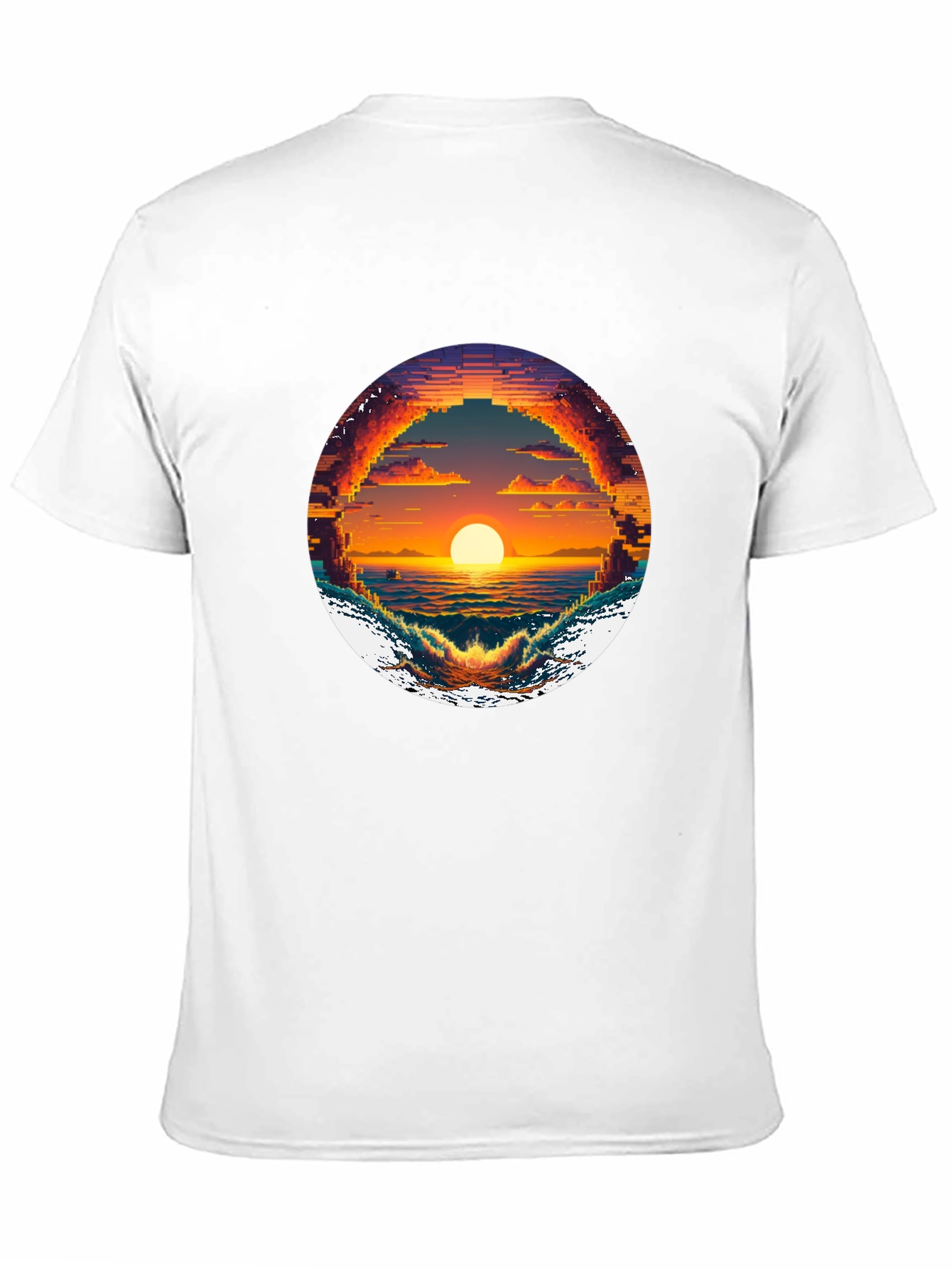 Black Pixel Sunset Graphic Tee - Retro Style view 11