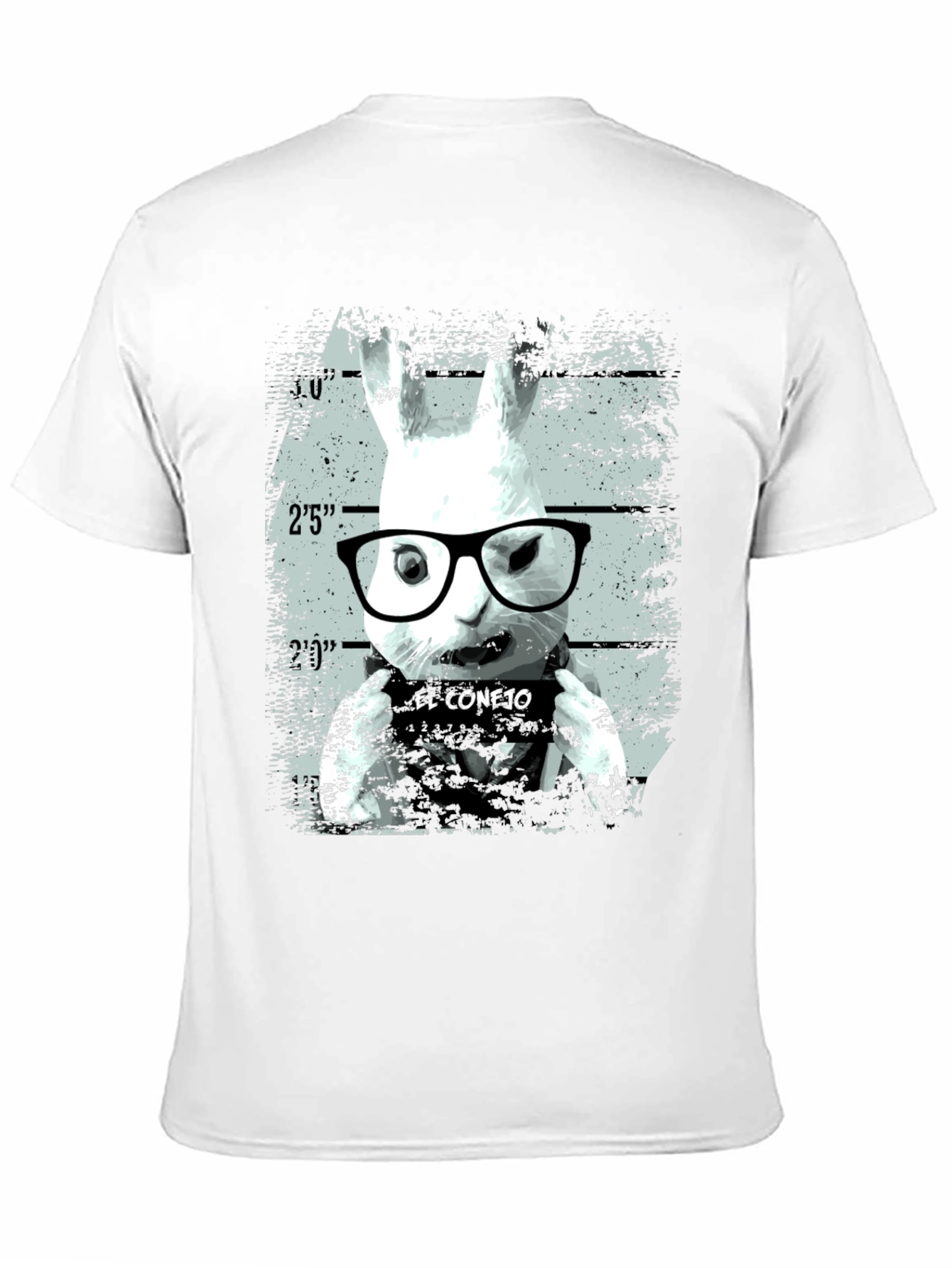 Black Funny Rabbit Mugshot Graphic Tee - Black view 11