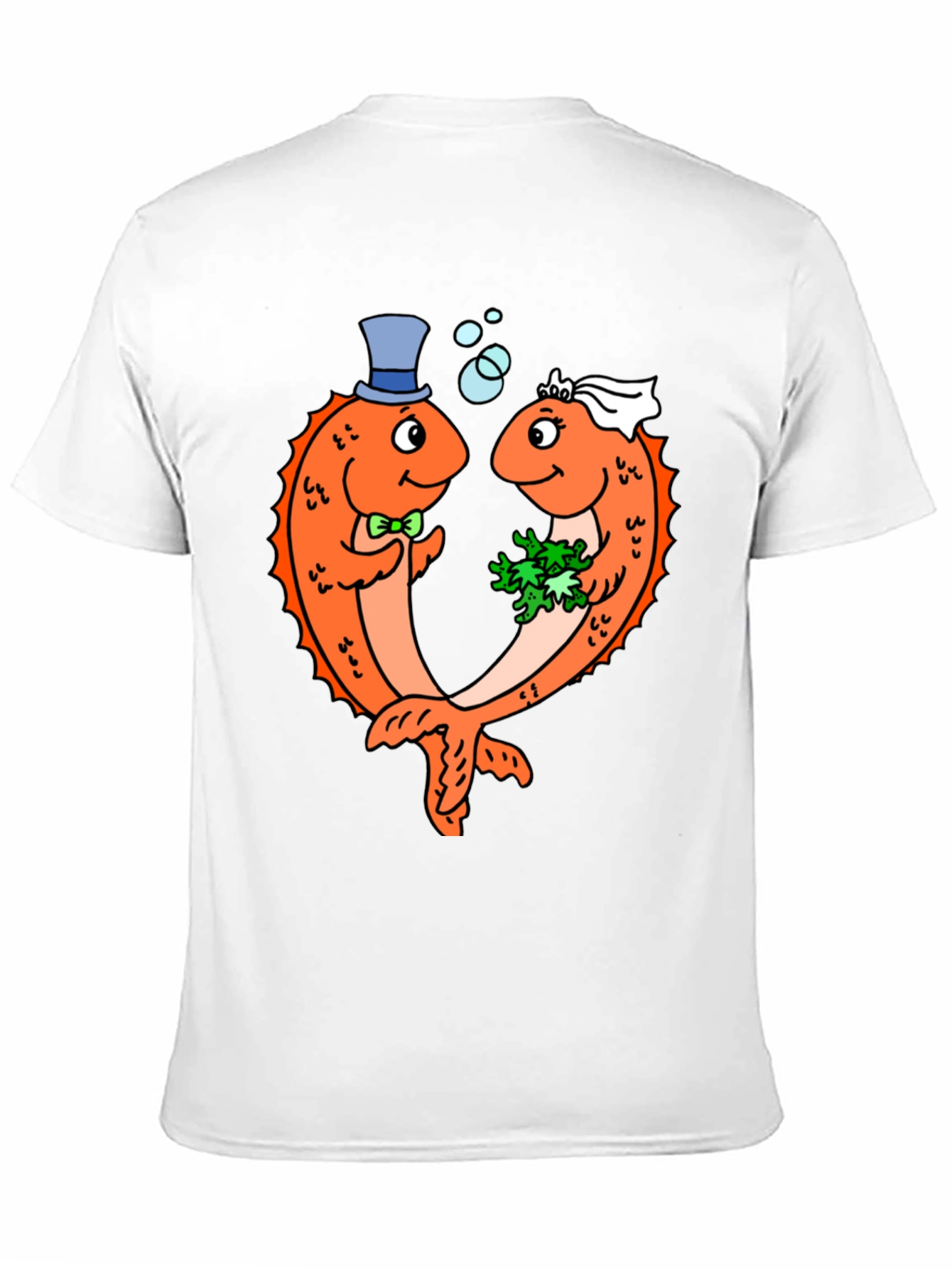 Black Funny Fish Wedding Black T-Shirt view 11