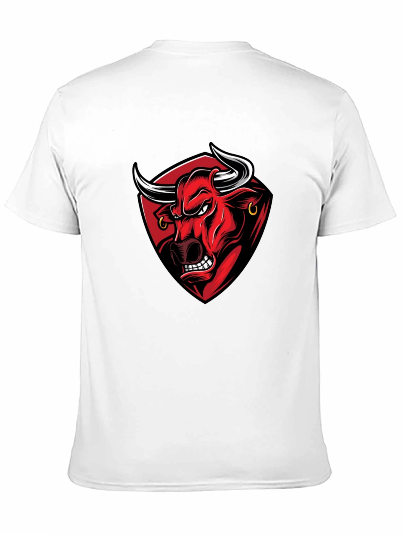 Black Men's Black Graphic Tee - Angry Bull Design view 11