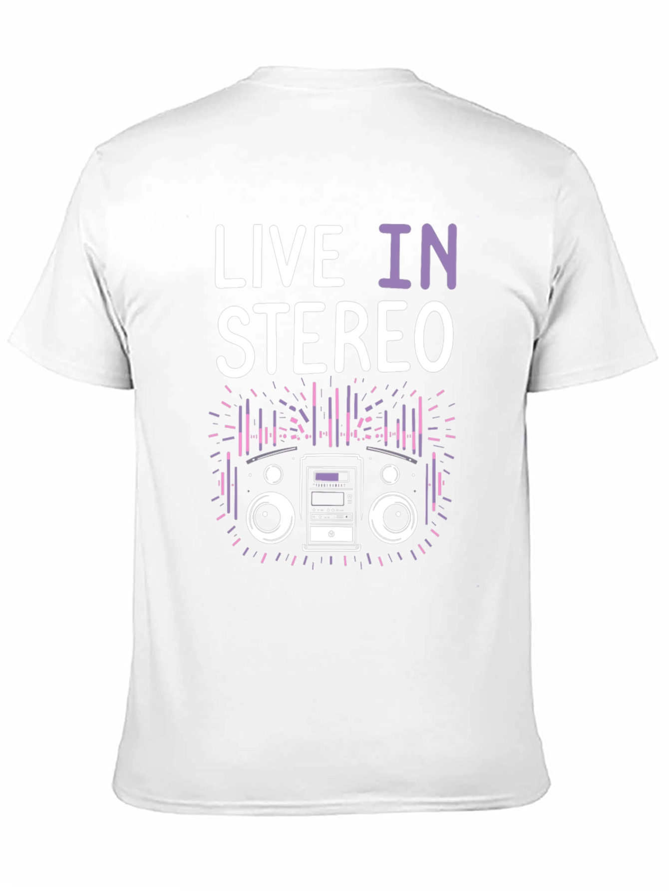 Black Live In Stereo Graphic Tee - Music Lover T-Shirt view 11