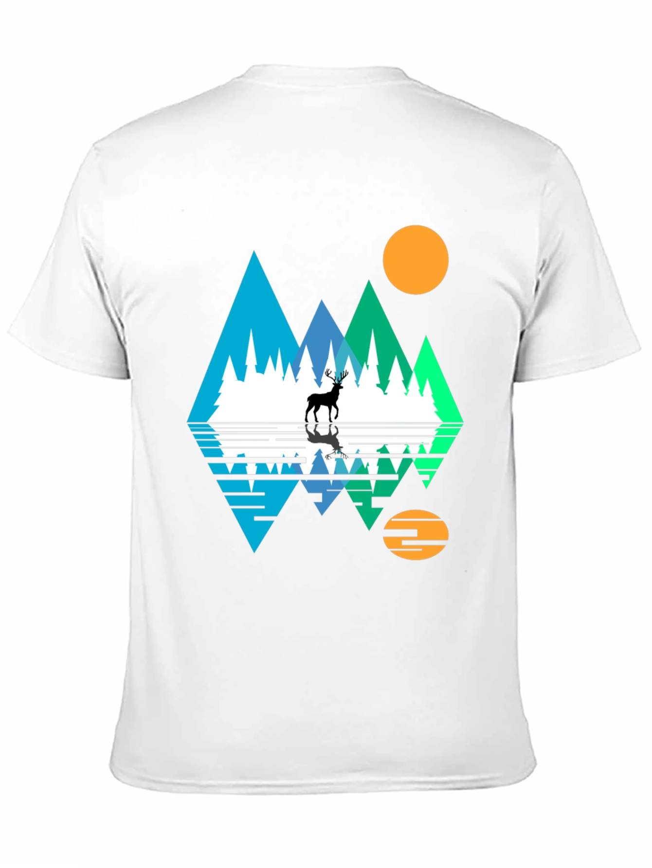 Black Nature Deer Graphic Tee - Black Cotton Blend view 11