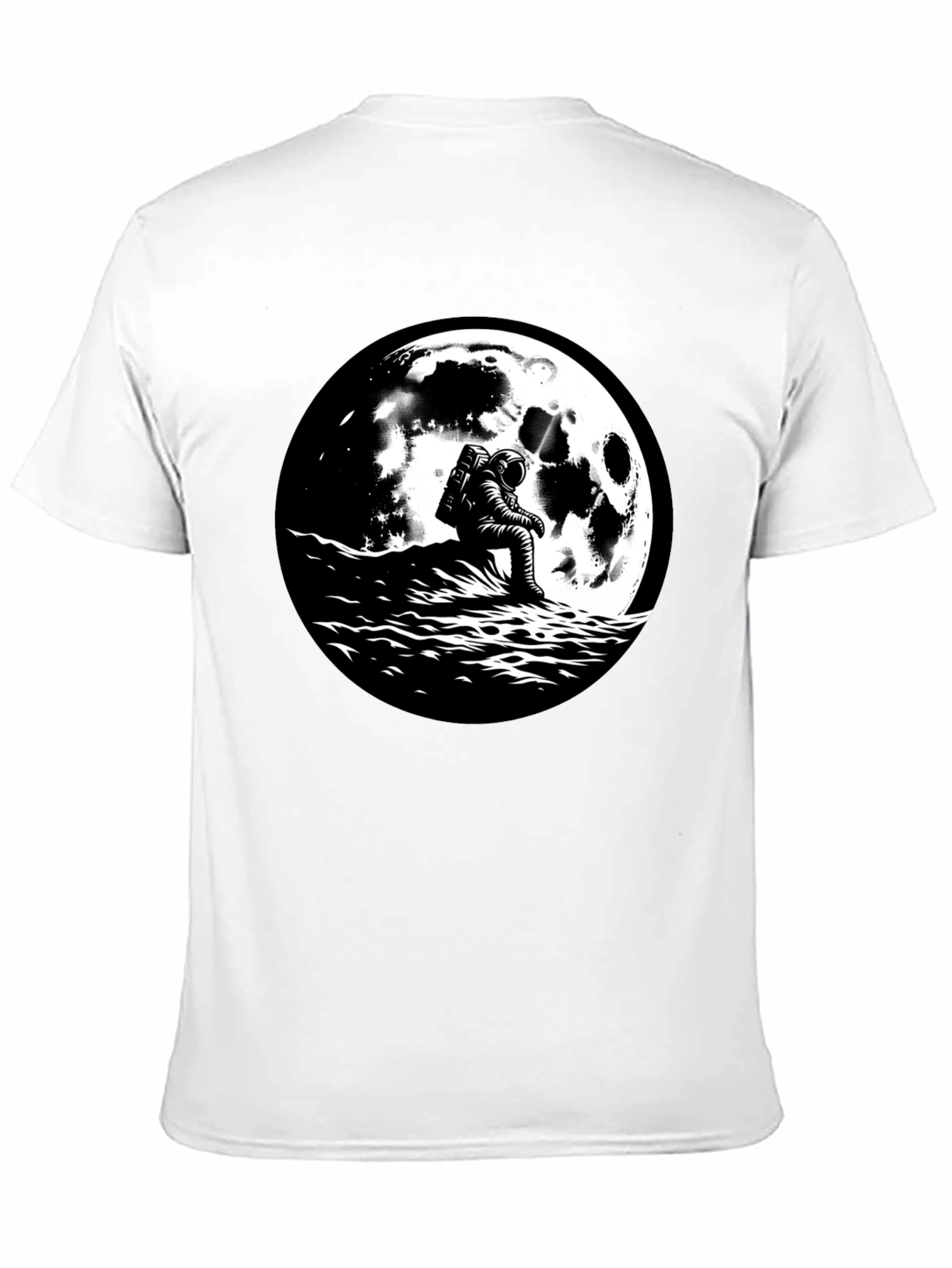 Black Astronaut Moon Graphic T-Shirt - Black Cotton Tee view 11