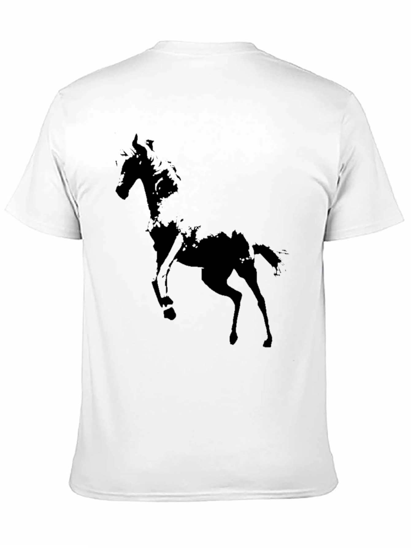 Black Abstract Horse Graphic Black T-Shirt view 11