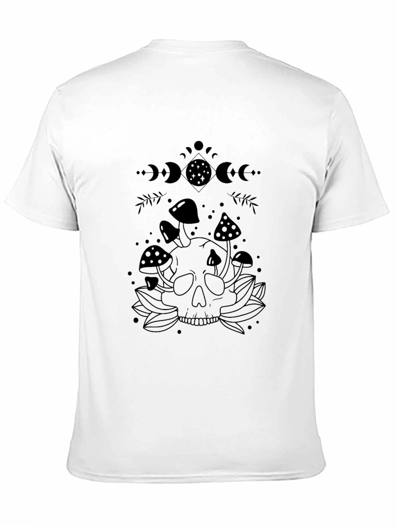 Black Mushroom Skull Graphic Tee - Unisex Black T-Shirt view 11