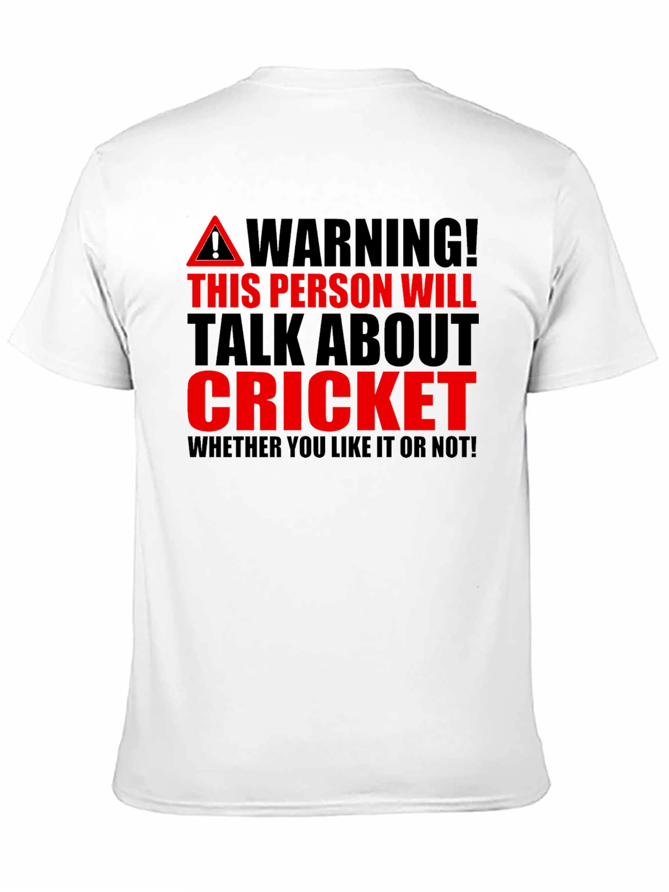 Black Cricket Fan Warning T-Shirt - Talk About Cricket view 11