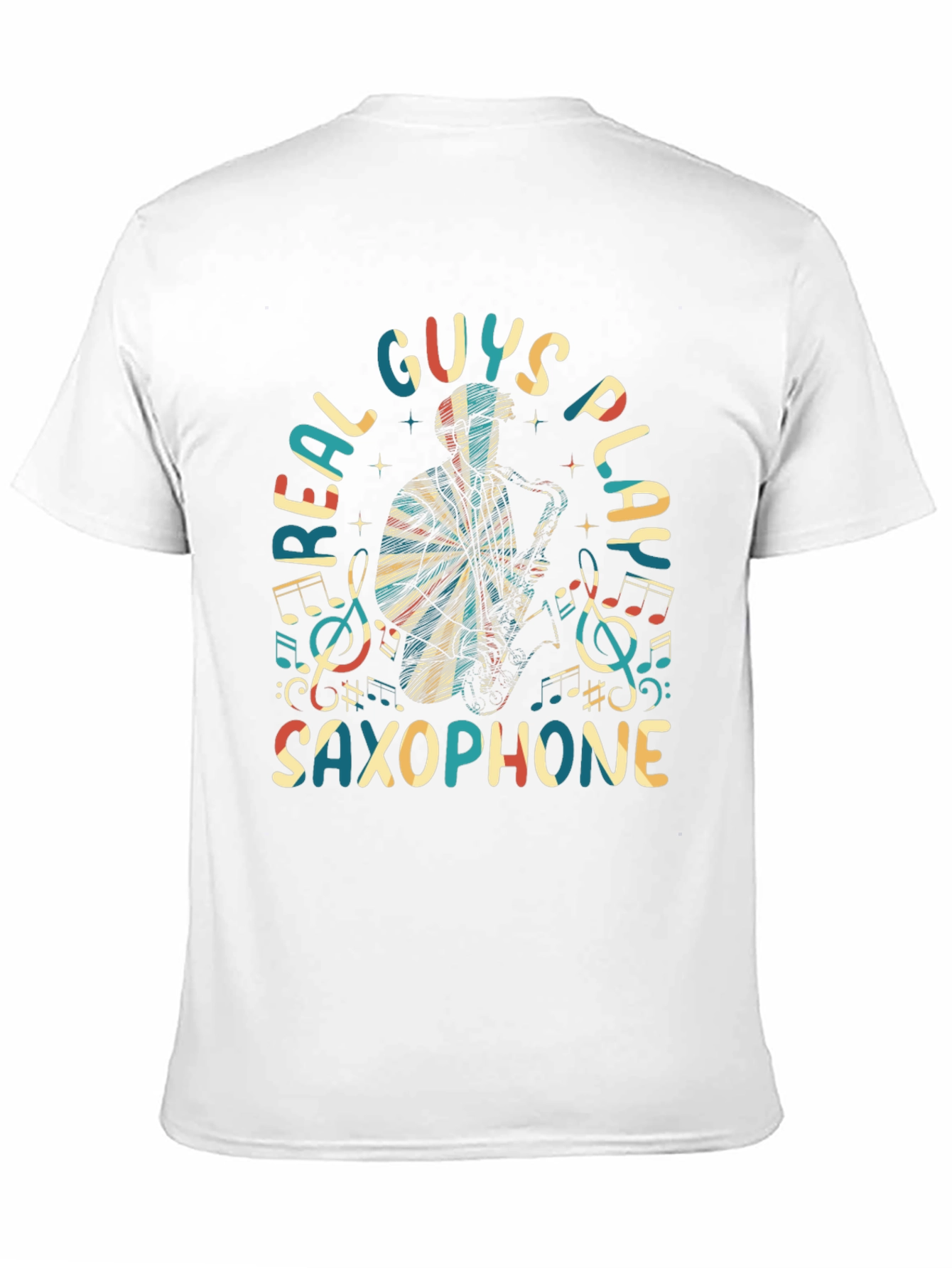 Black Real Guys Play Saxophone Graphic Tee view 11