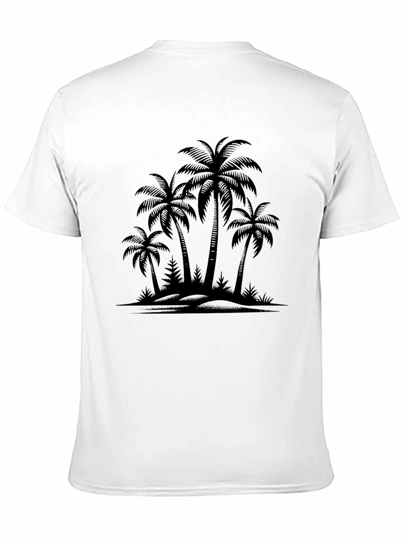 Black Palm Tree Silhouette Graphic Black T-Shirt view 11