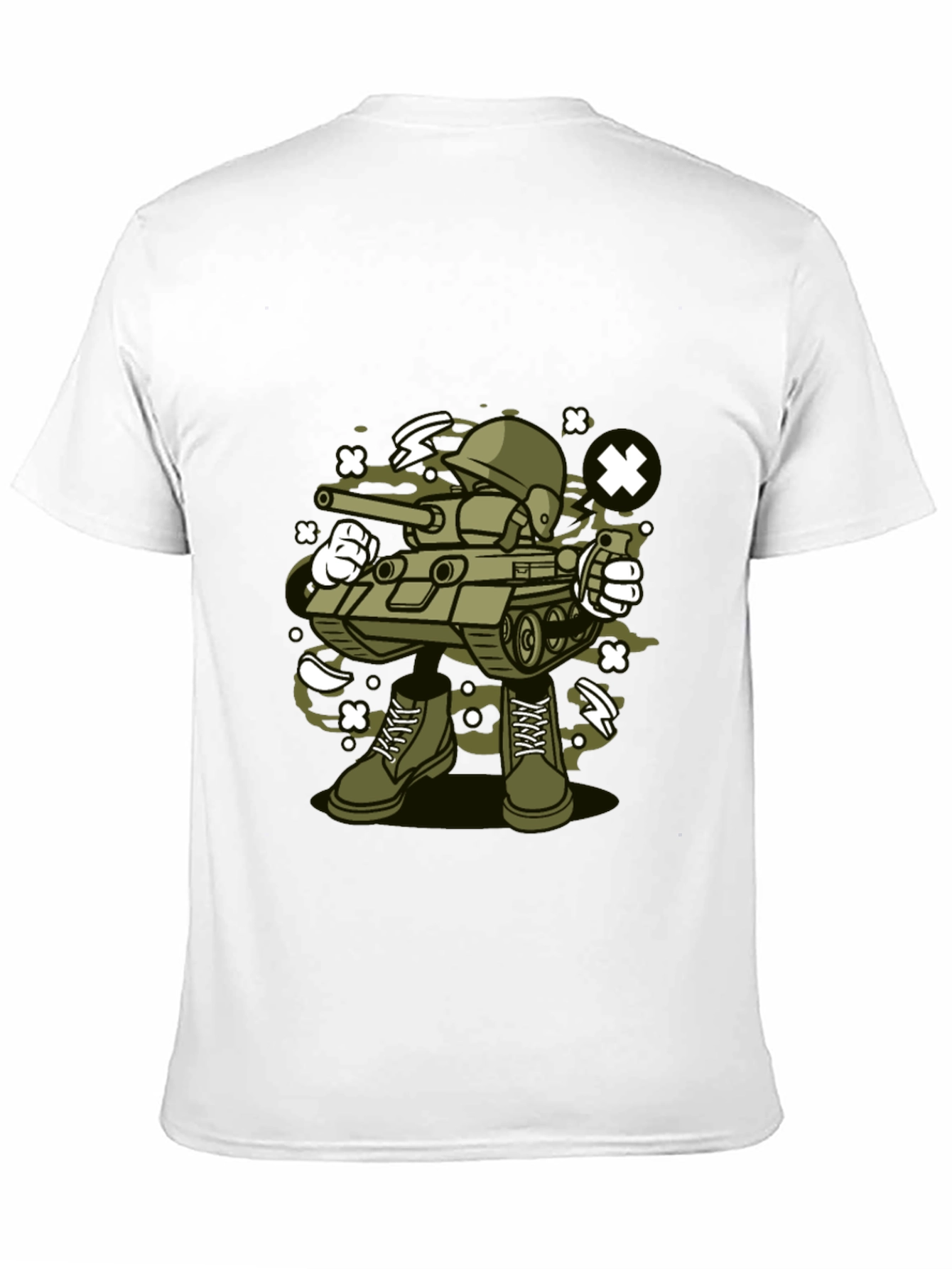 Black Cartoon Tank Soldier T-Shirt - Black view 11