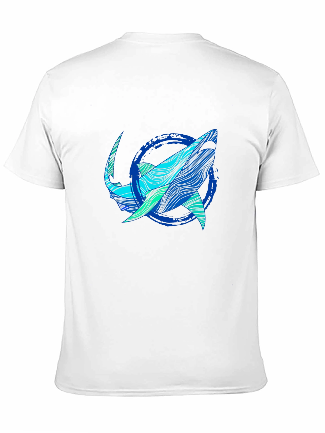 Black Shark Graphic Print Tee - Stylish Blue Wave Design view 11
