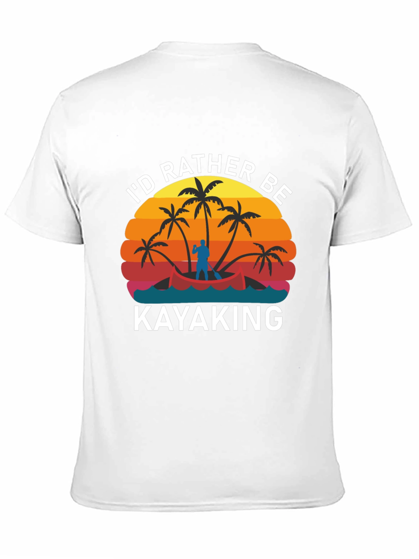 Black Retro Kayaking T-Shirt - I'd Rather Be Kayaking view 11