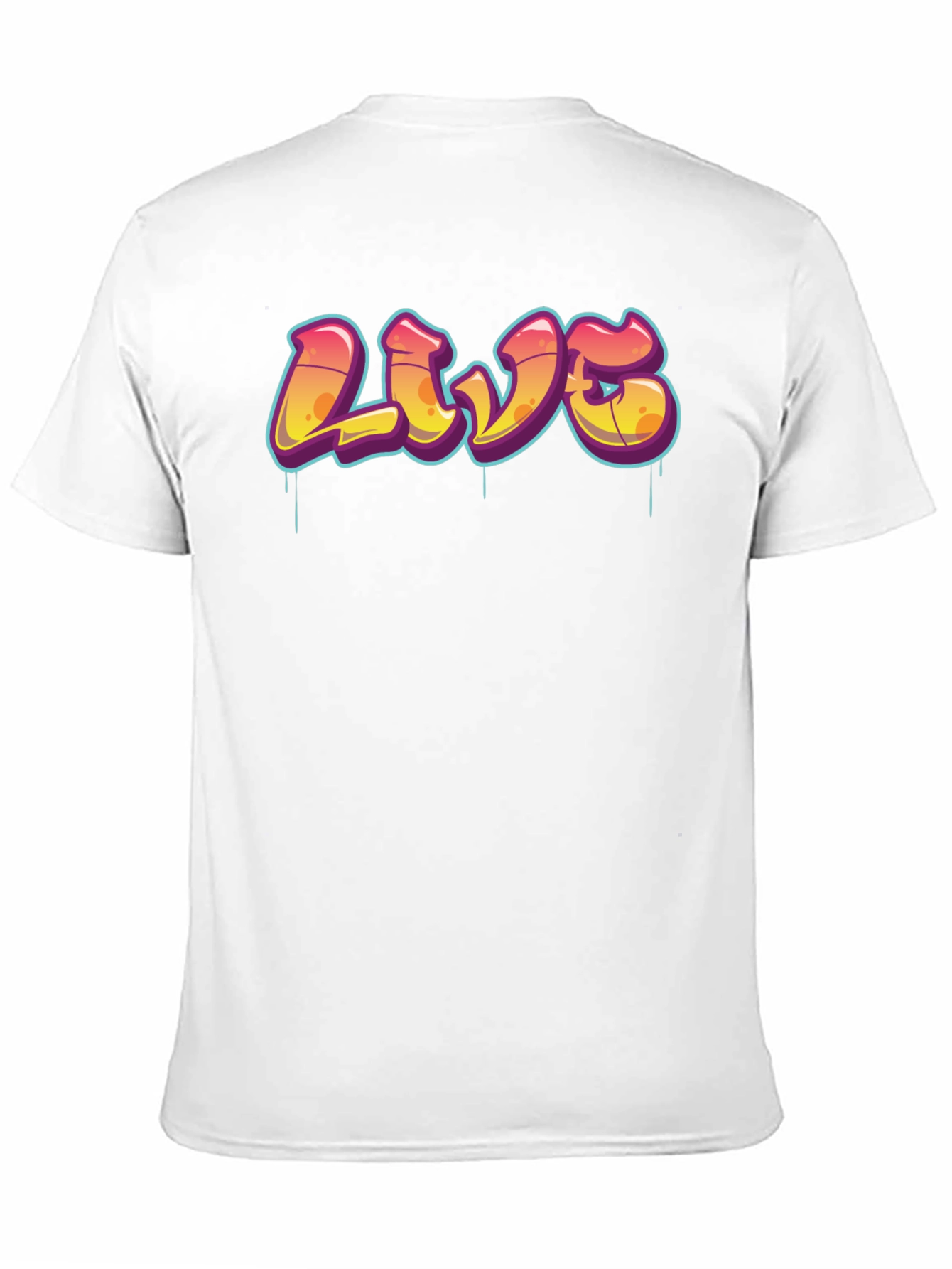 Black Urban Style Graphic Tee - "LIVE" Graffiti Design view 11