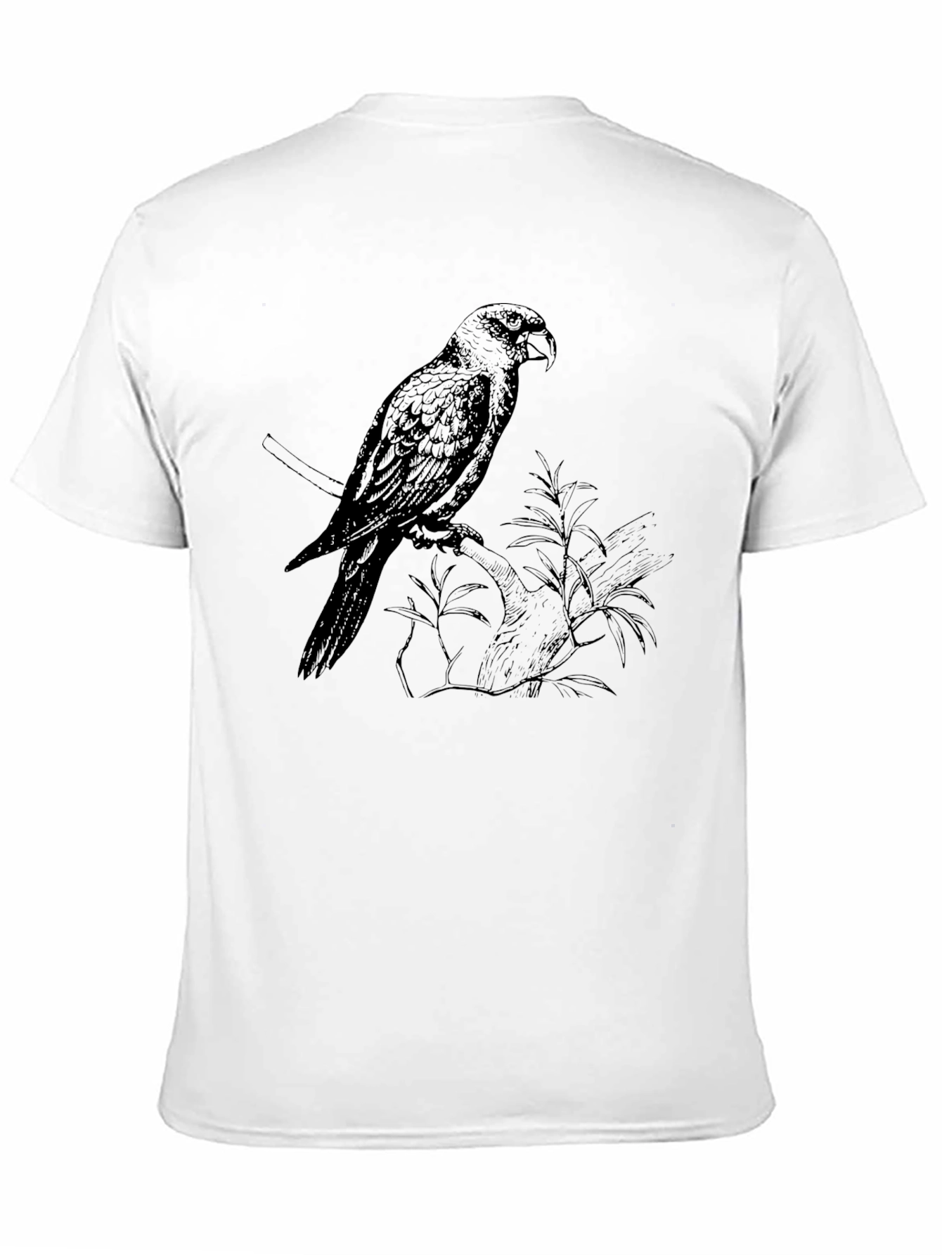 Black Men's Black T-Shirt with Parrot Print view 11