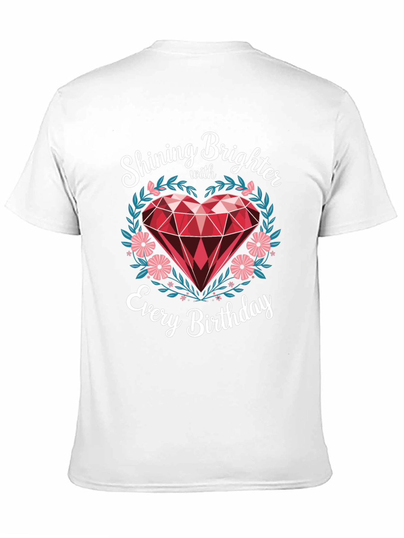 Black Shining Brighter Birthday T-Shirt - Heart Gem Design view 11