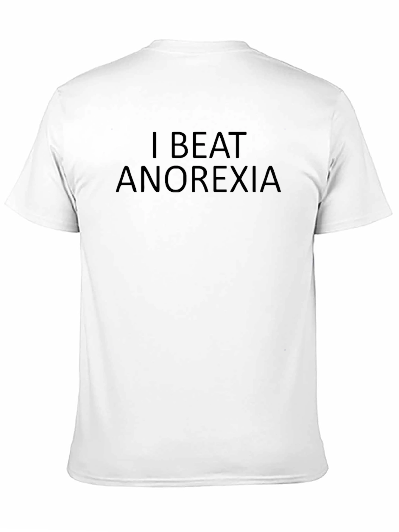 Black I Beat Anorexia T-Shirt - Black Crew Neck view 11