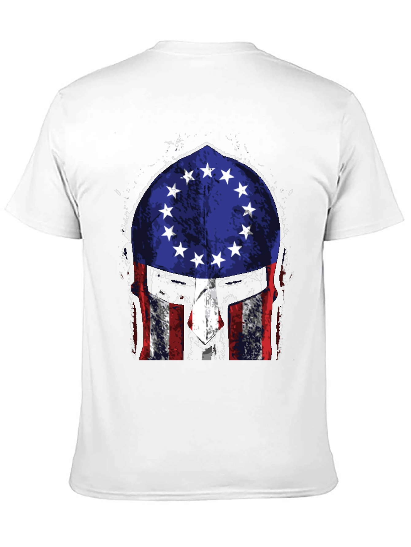 Black American Flag Spartan Helmet T-Shirt view 11