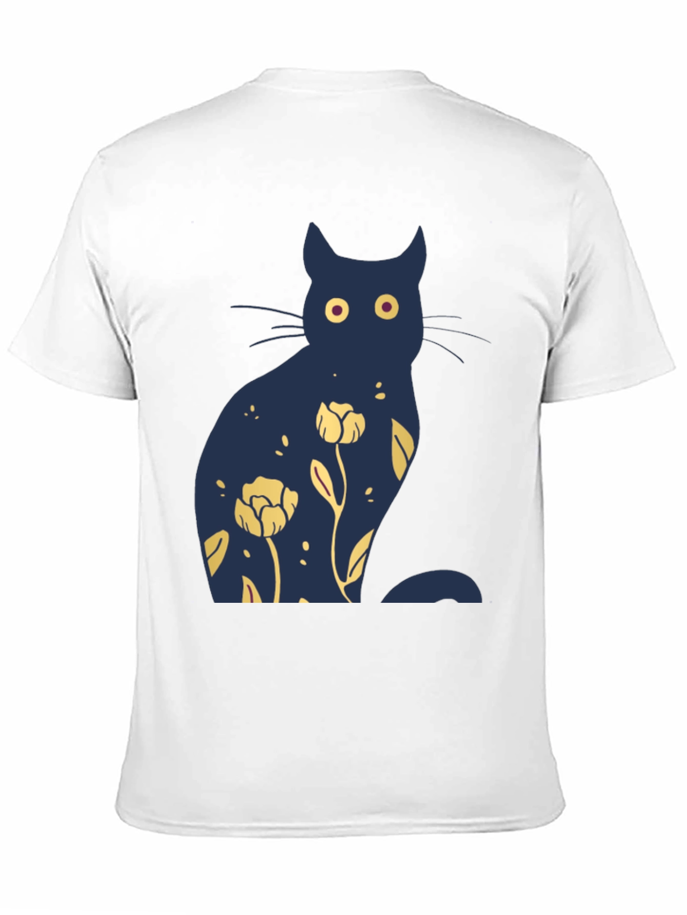 Black Floral Cat Graphic Tee - Unique Design view 11
