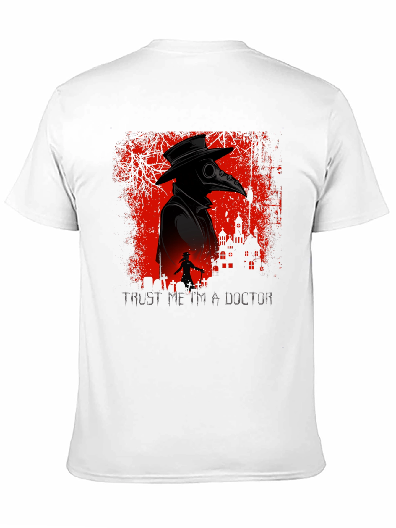 Black Plague Doctor Graphic Tee - Trust Me I'm a Doctor T-Shirt view 11