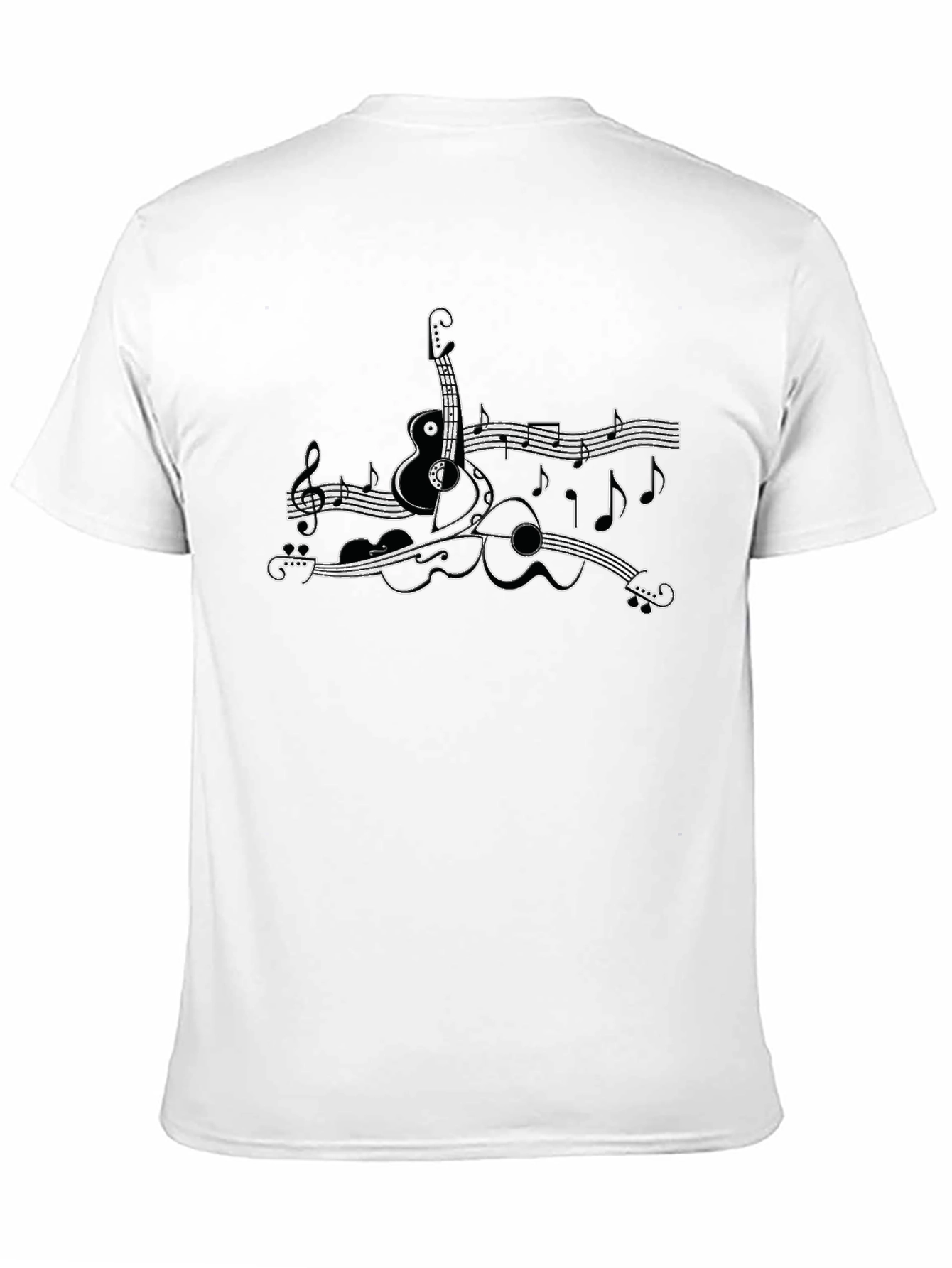 Black Musical Instruments Graphic Tee - Black Cotton Shirt view 11