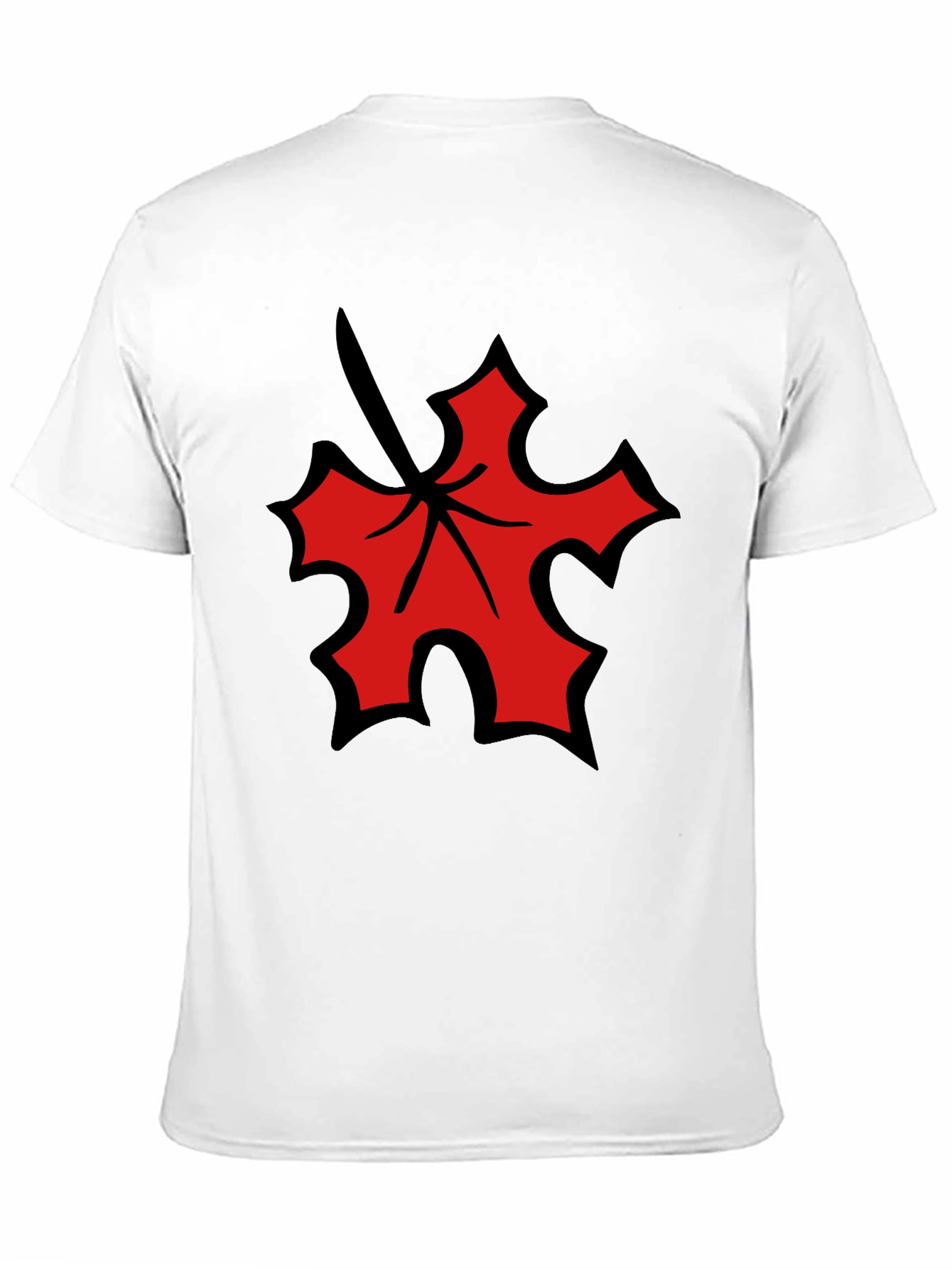 Black Red Leaf Graphic Black T-Shirt view 11