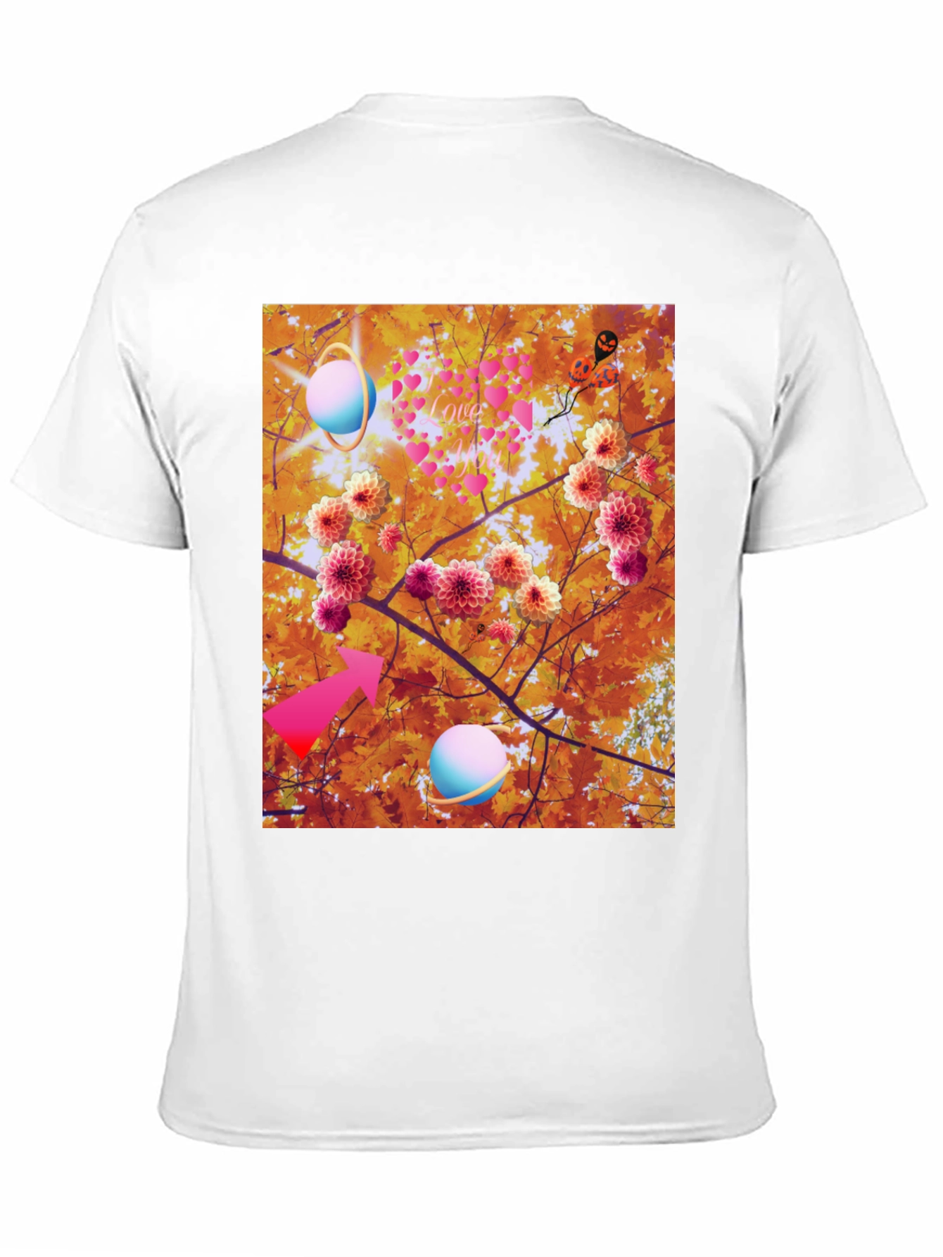 Black Artistic Graphic Tee: Floral Galaxy Love view 11