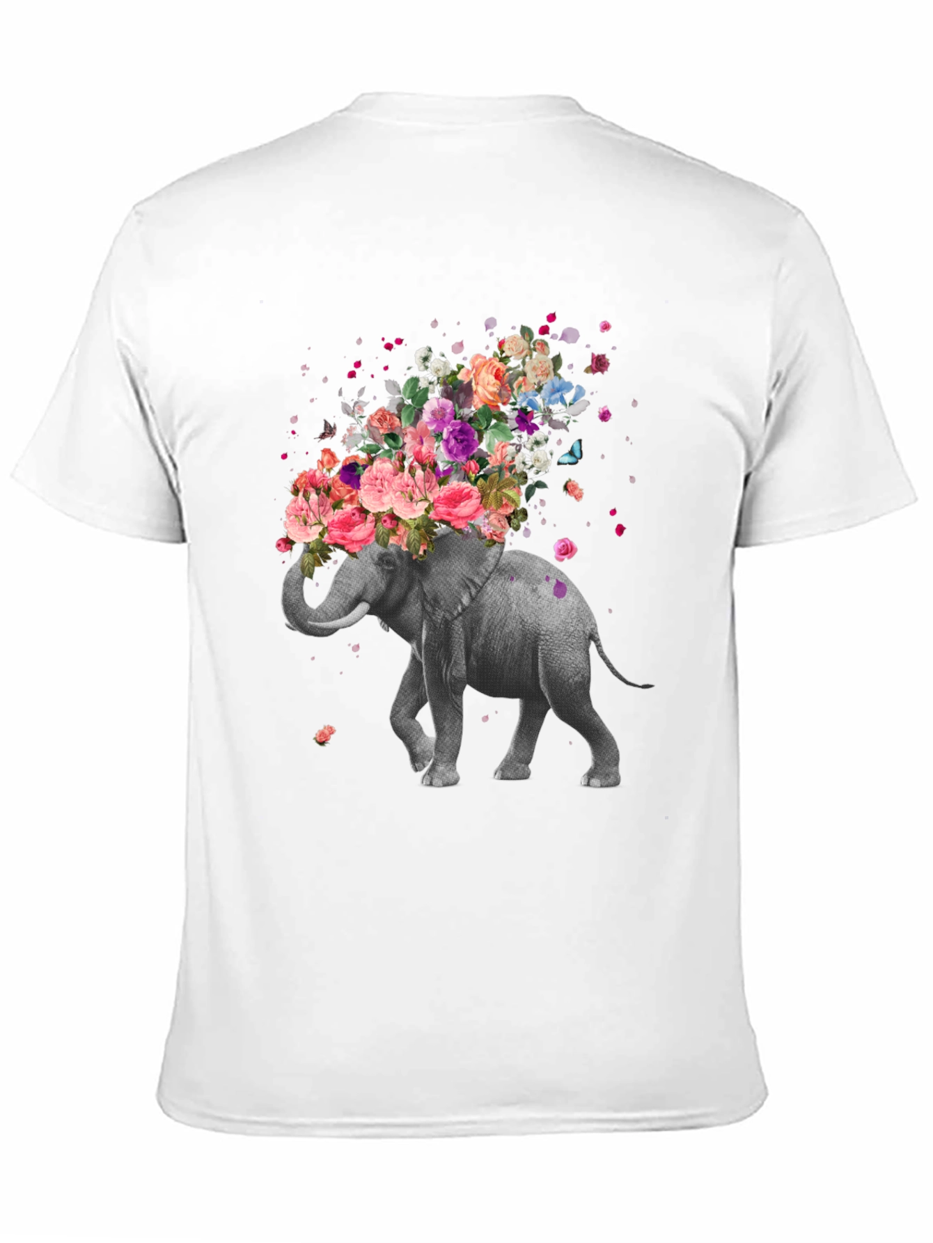 Black Floral Elephant T-Shirt - Unique Graphic Tee view 11