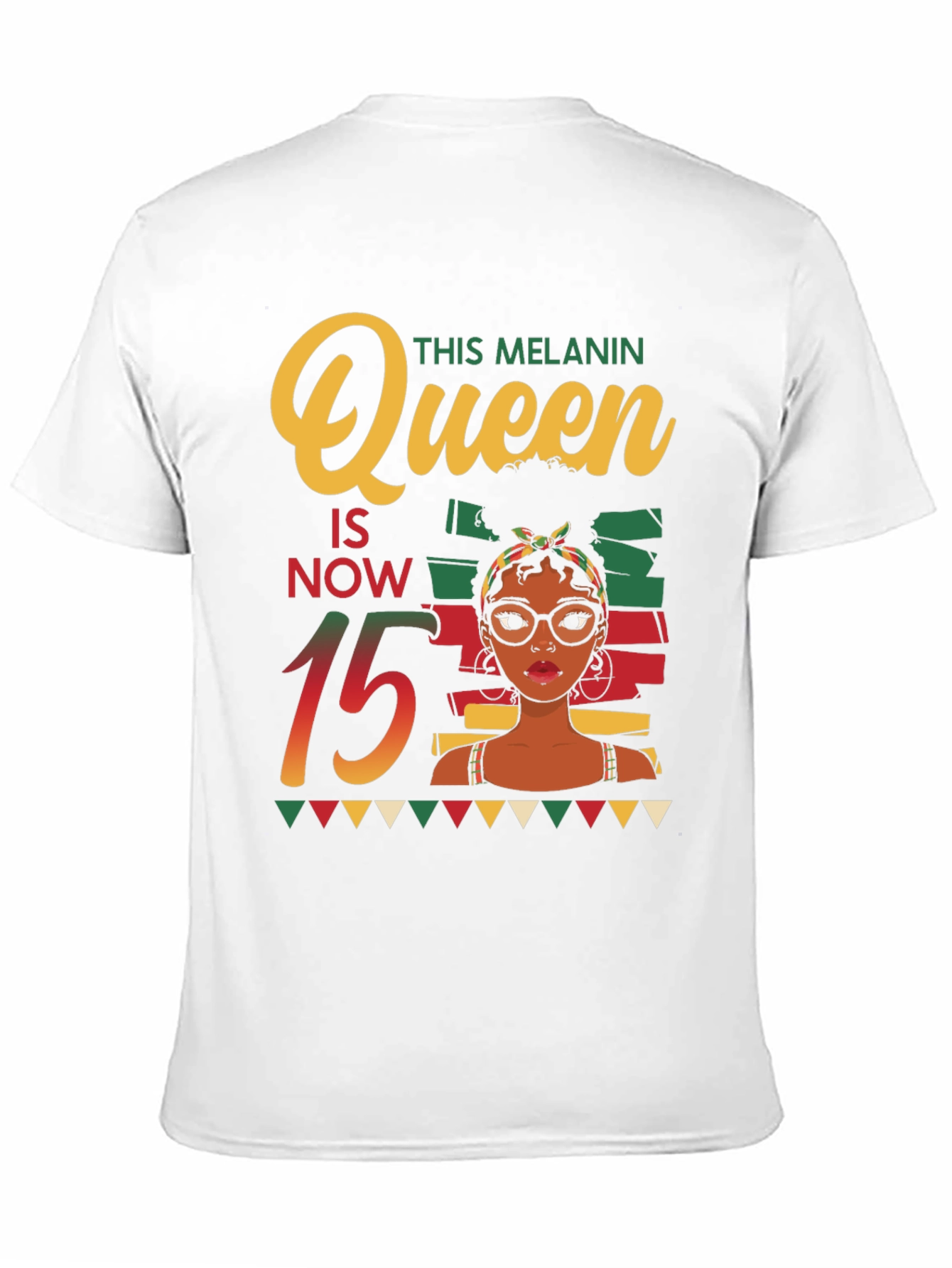 Melanin Queen 15th Birthday Black T-Shirt - 11