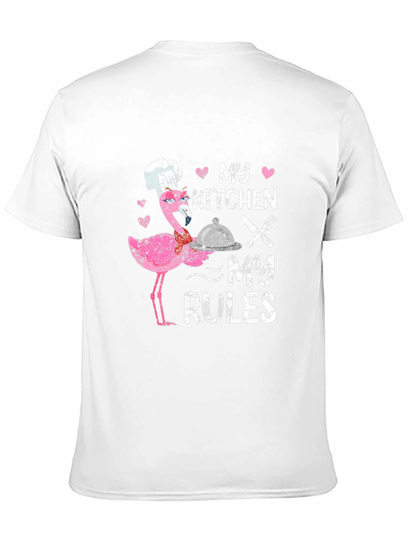 Black My Kitchen My Rules Flamingo Chef T-Shirt view 11