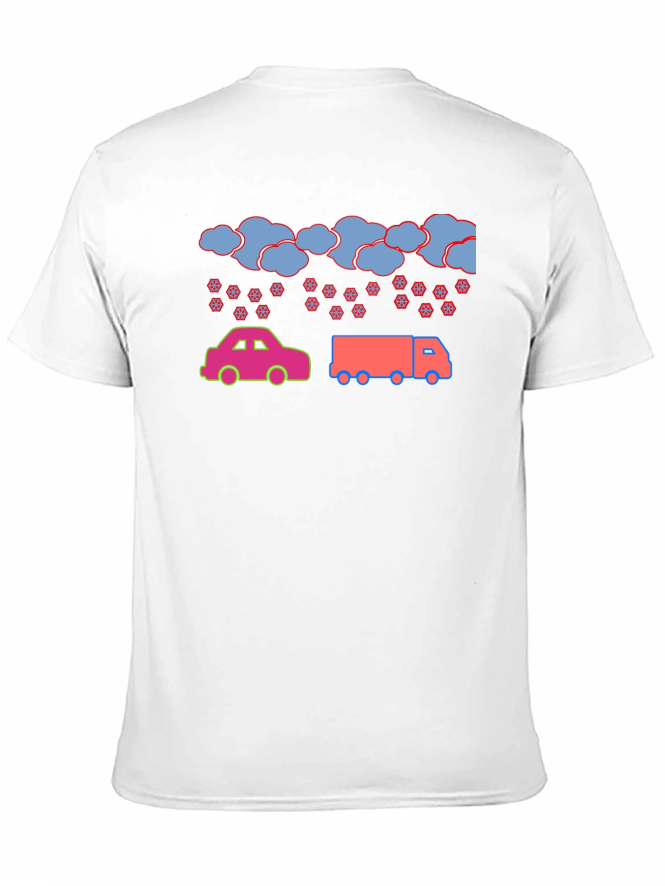 Black Cartoon Car & Truck Snow Day Black T-Shirt view 11