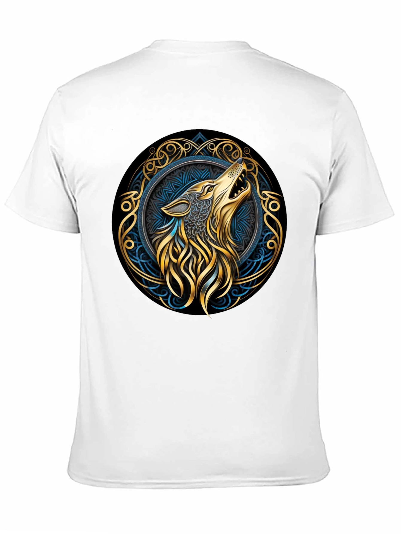 Black Wolf Design Black T-Shirt - Mystic Tribal Circle view 11